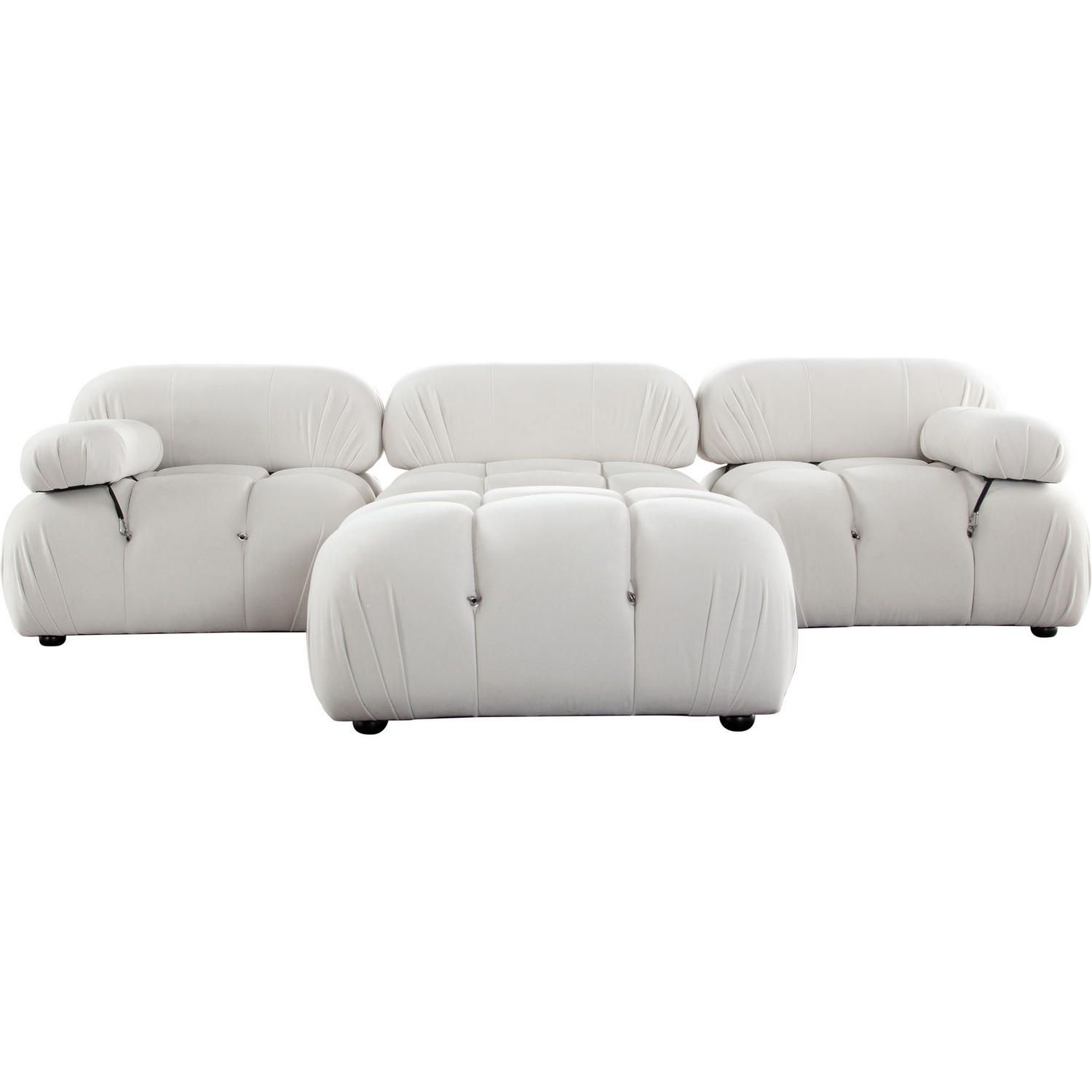 Diamond Sofa Paloma 4PC Velvet Modular Reversible Chaise Sectional - Light Cream