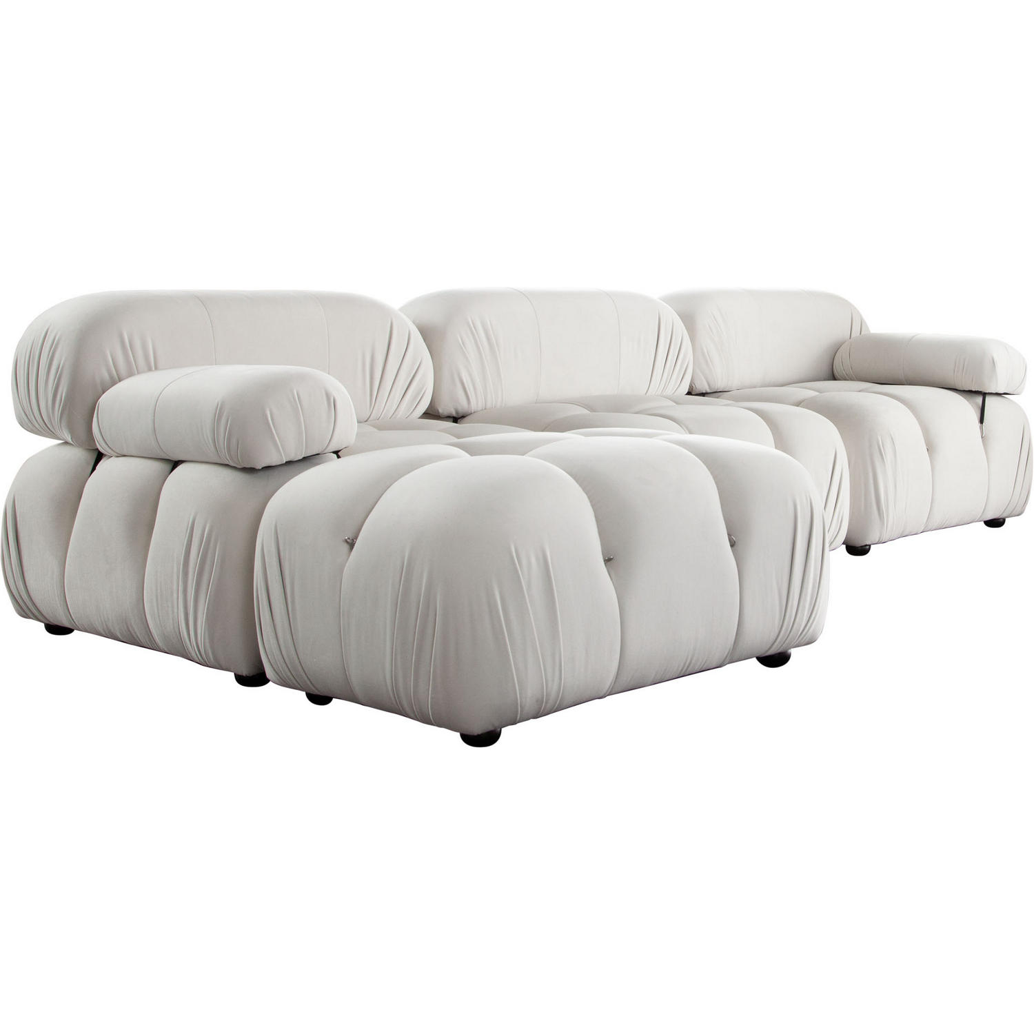 Diamond Sofa Paloma 4PC Velvet Modular Reversible Chaise Sectional - Light Cream