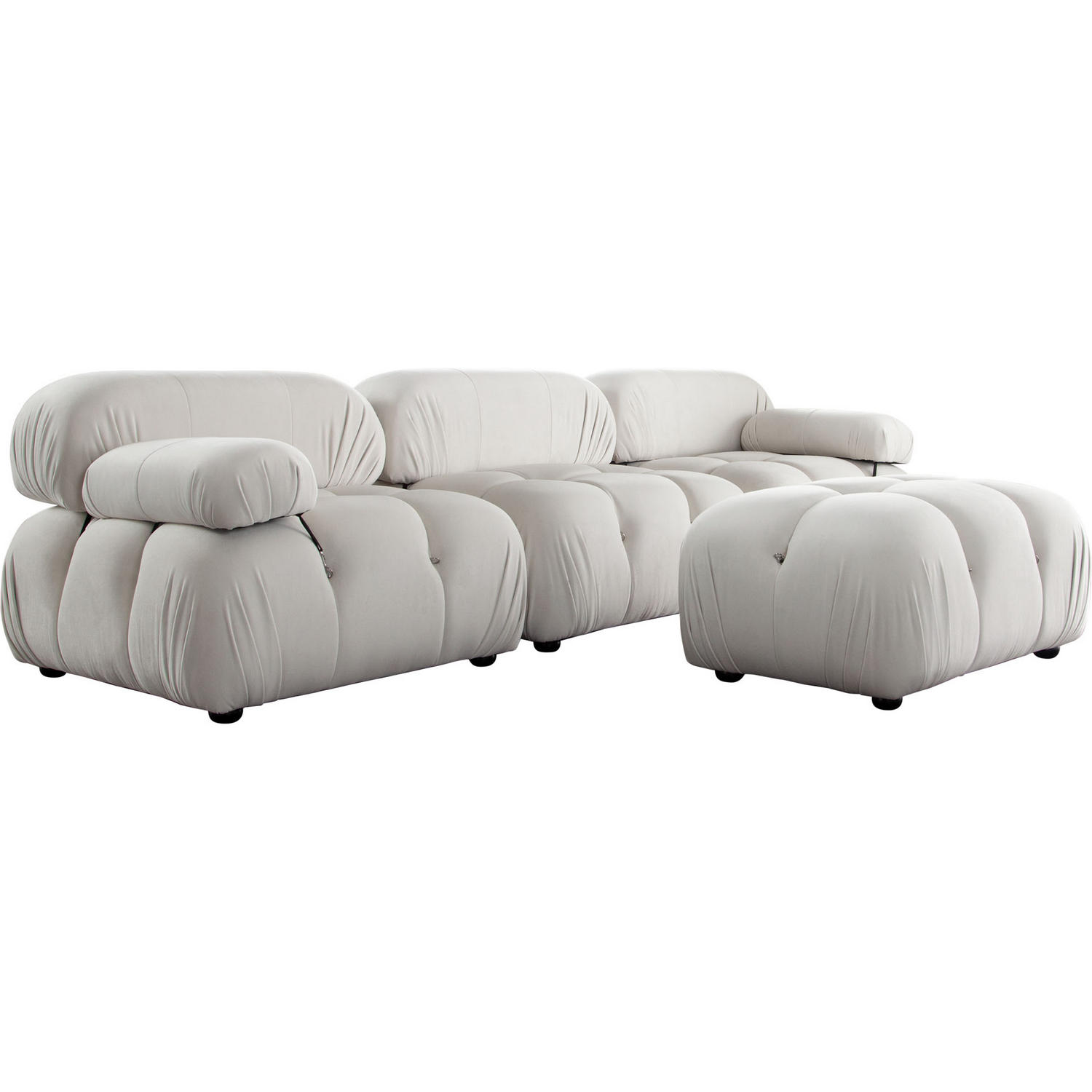 Diamond Sofa Paloma 4PC Velvet Modular Reversible Chaise Sectional - Light Cream