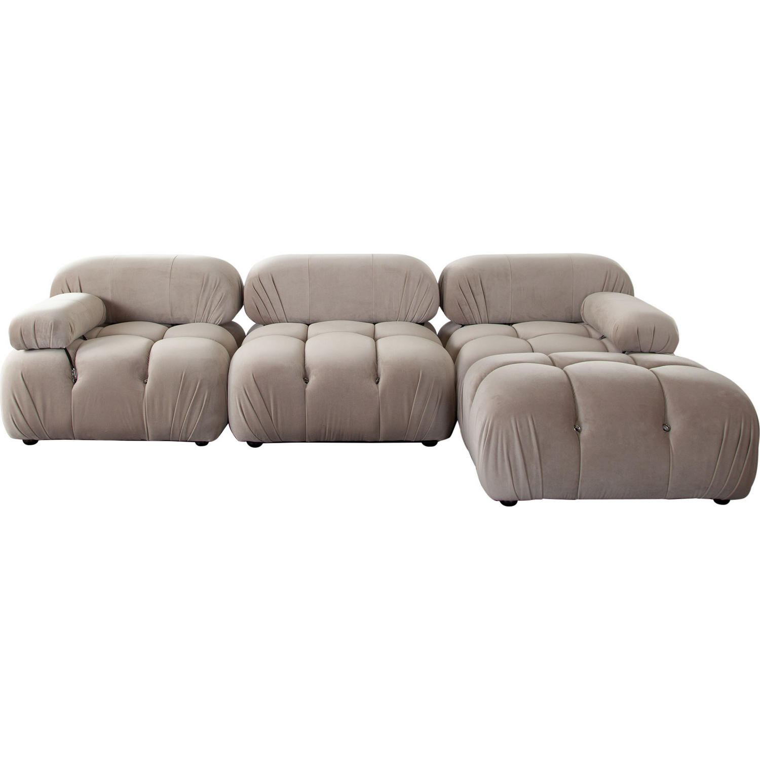 Diamond Sofa Paloma 4PC Velvet Modular Reversible Chaise Sectional - Mink Tan