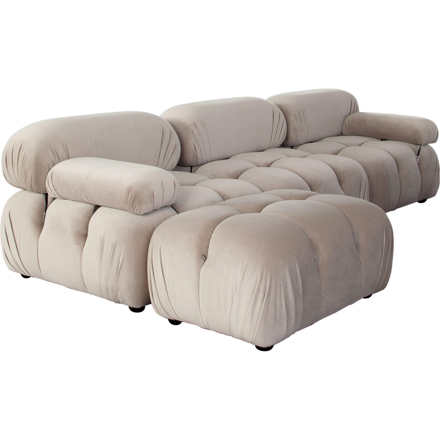 Diamond Sofa Paloma 4PC Velvet Modular Reversible Chaise Sectional - Mink Tan