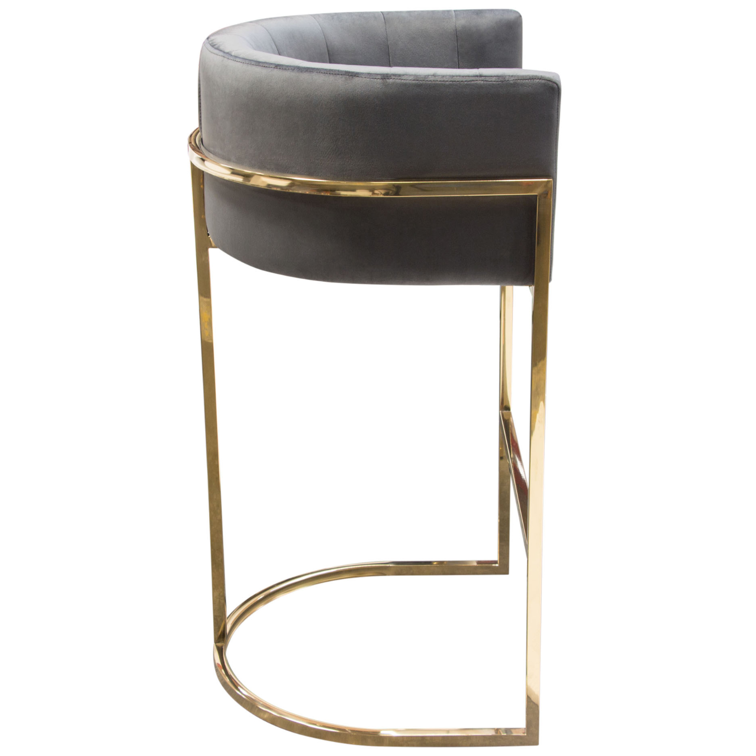 Diamond Sofa - Pandora Velvet Bar Height Chair with Polished Gold Frame in Gray