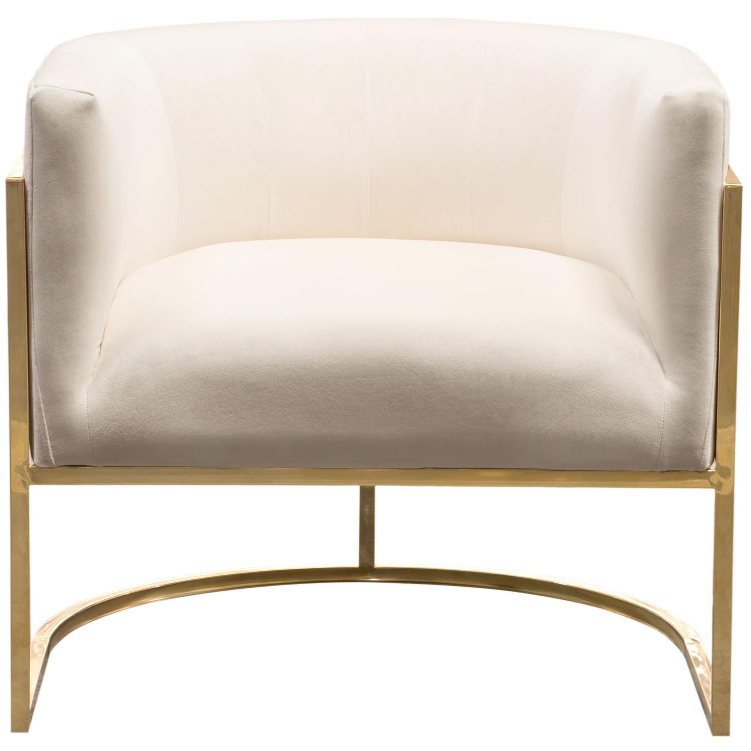 Diamond Sofa™ Pandora Velvet Accent Chair with Polished Gold Stainless Steel Frame - Cream