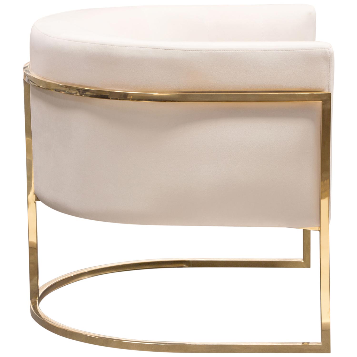 Diamond Sofa™ Pandora Velvet Accent Chair with Polished Gold Stainless Steel Frame - Cream