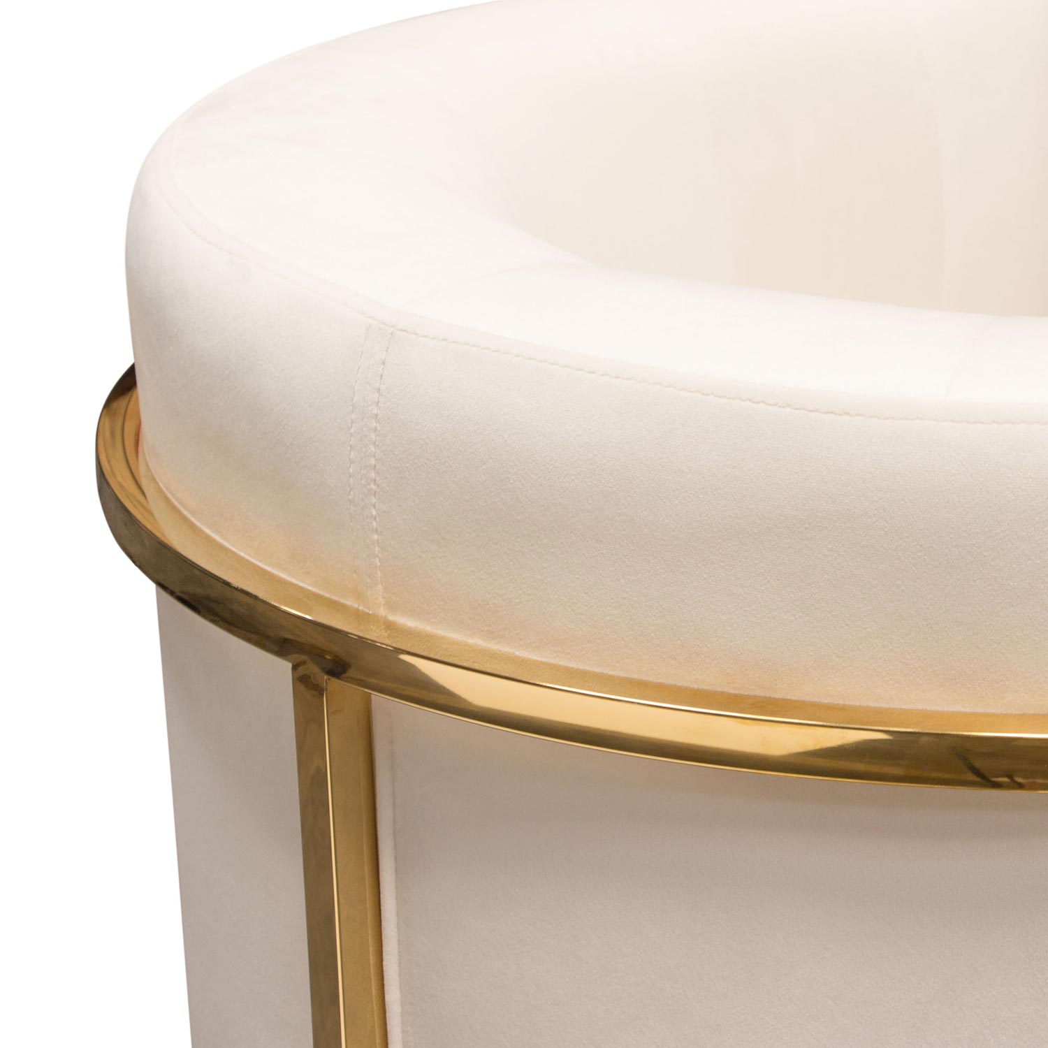 Diamond Sofa™ Pandora Velvet Accent Chair with Polished Gold Stainless Steel Frame - Cream