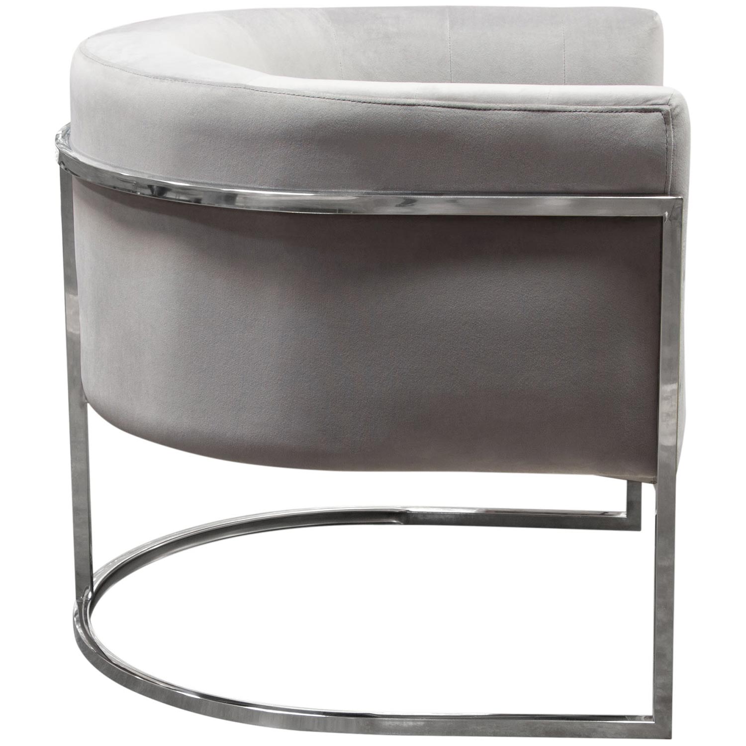 Diamond Sofa™ Pandora Velvet Accent Chair with Polished Silver Stainless Steel Frame - Gray