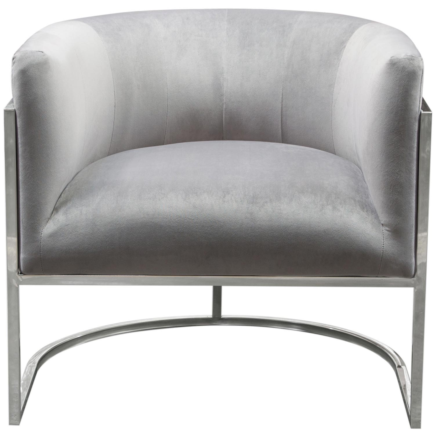 Diamond Sofa™ Pandora Velvet Accent Chair with Polished Silver Stainless Steel Frame - Gray