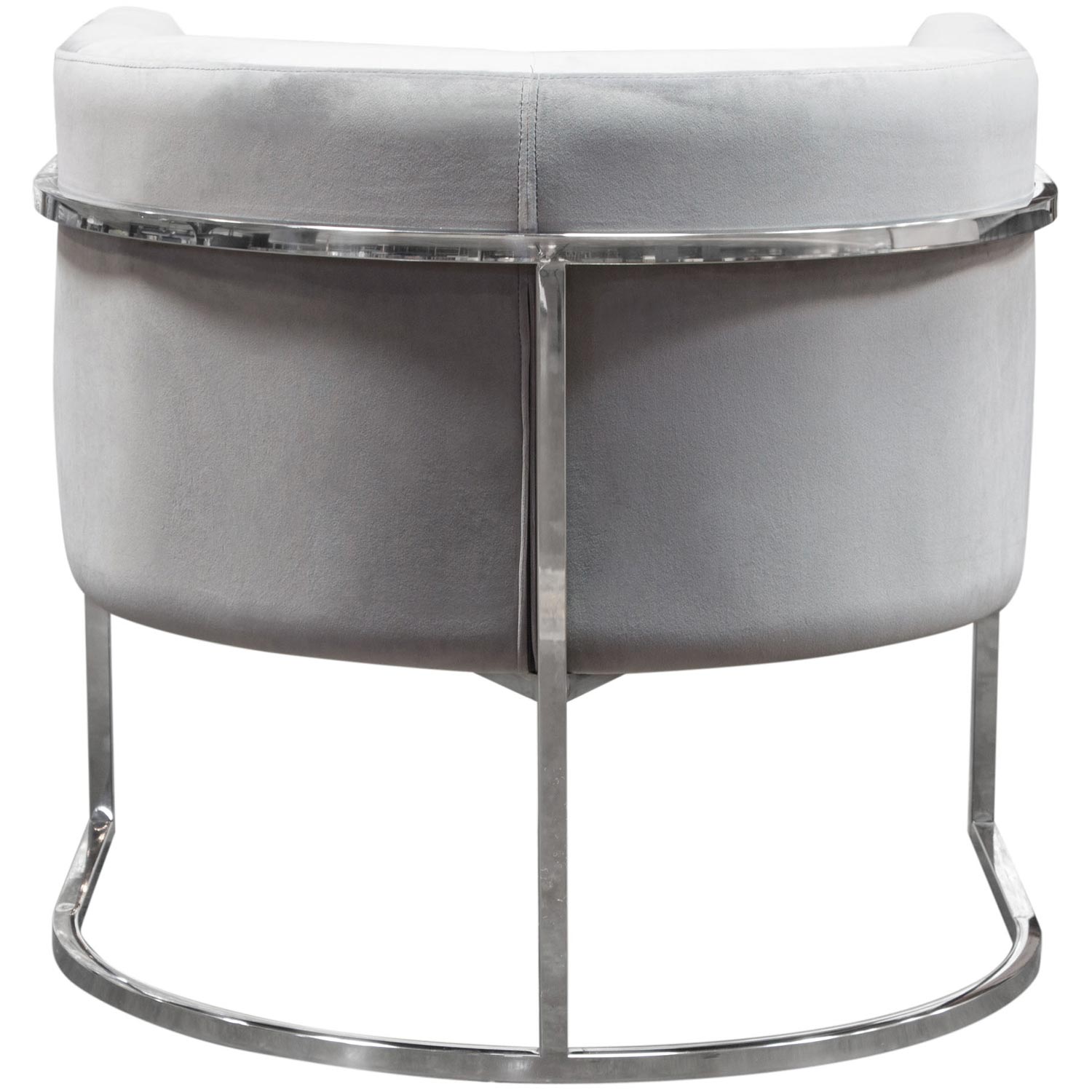 Diamond Sofa™ Pandora Velvet Accent Chair with Polished Silver Stainless Steel Frame - Gray