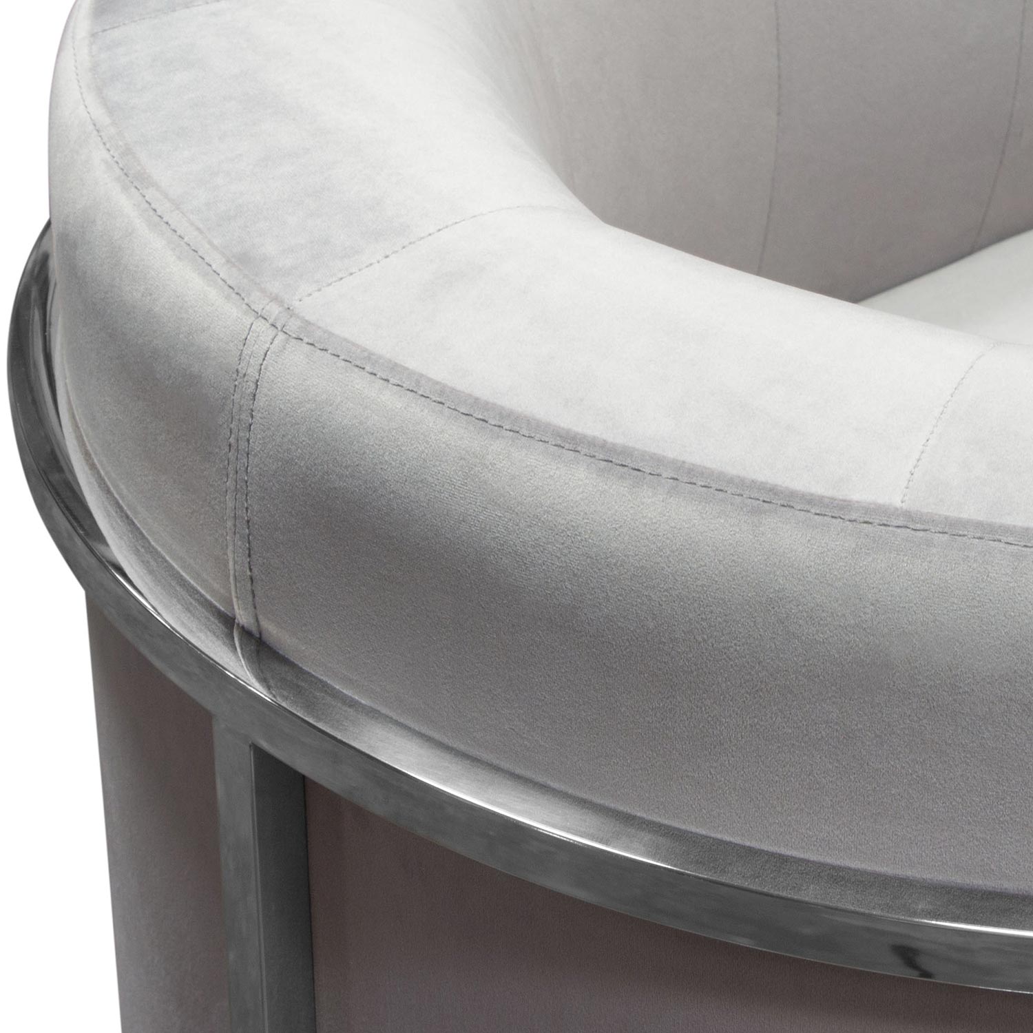 Diamond Sofa™ Pandora Velvet Accent Chair with Polished Silver Stainless Steel Frame - Gray