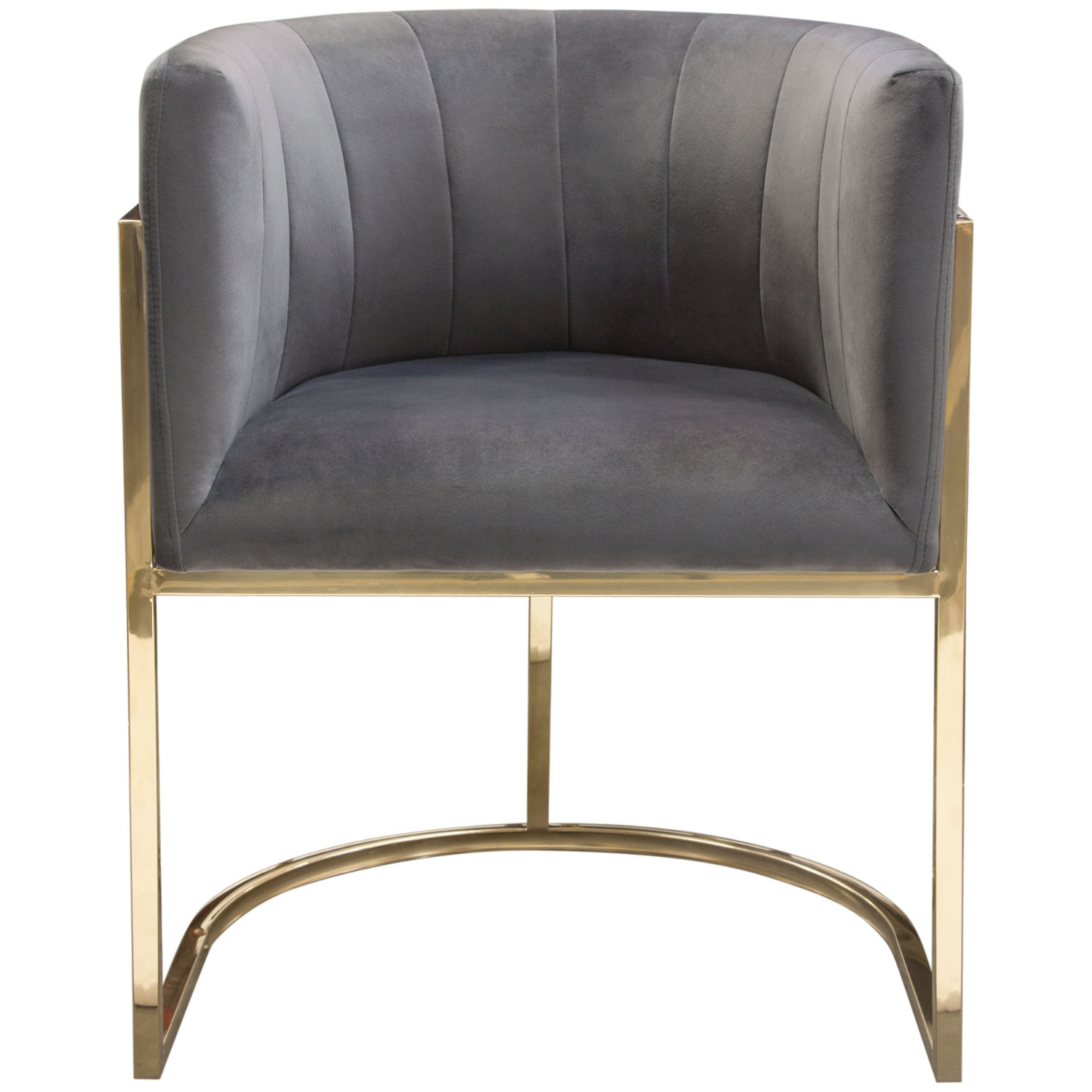 Diamond Sofa - Pandora Velvet Dining Chair with Polished Gold Frame in Gray