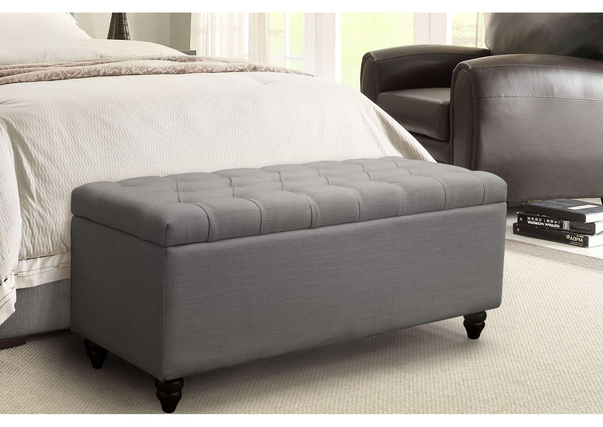 Diamond Sofa - Park Ave Tufted Lift-Top Storage Trunk in Gray