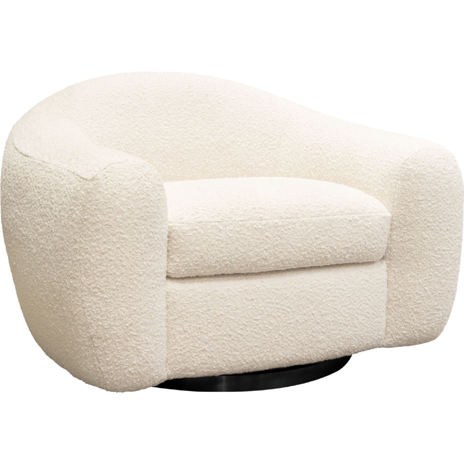 Diamond Sofa™ Pascal Boucle Textured Fabric Swivel Chair with Contoured Arms & Back - Bone