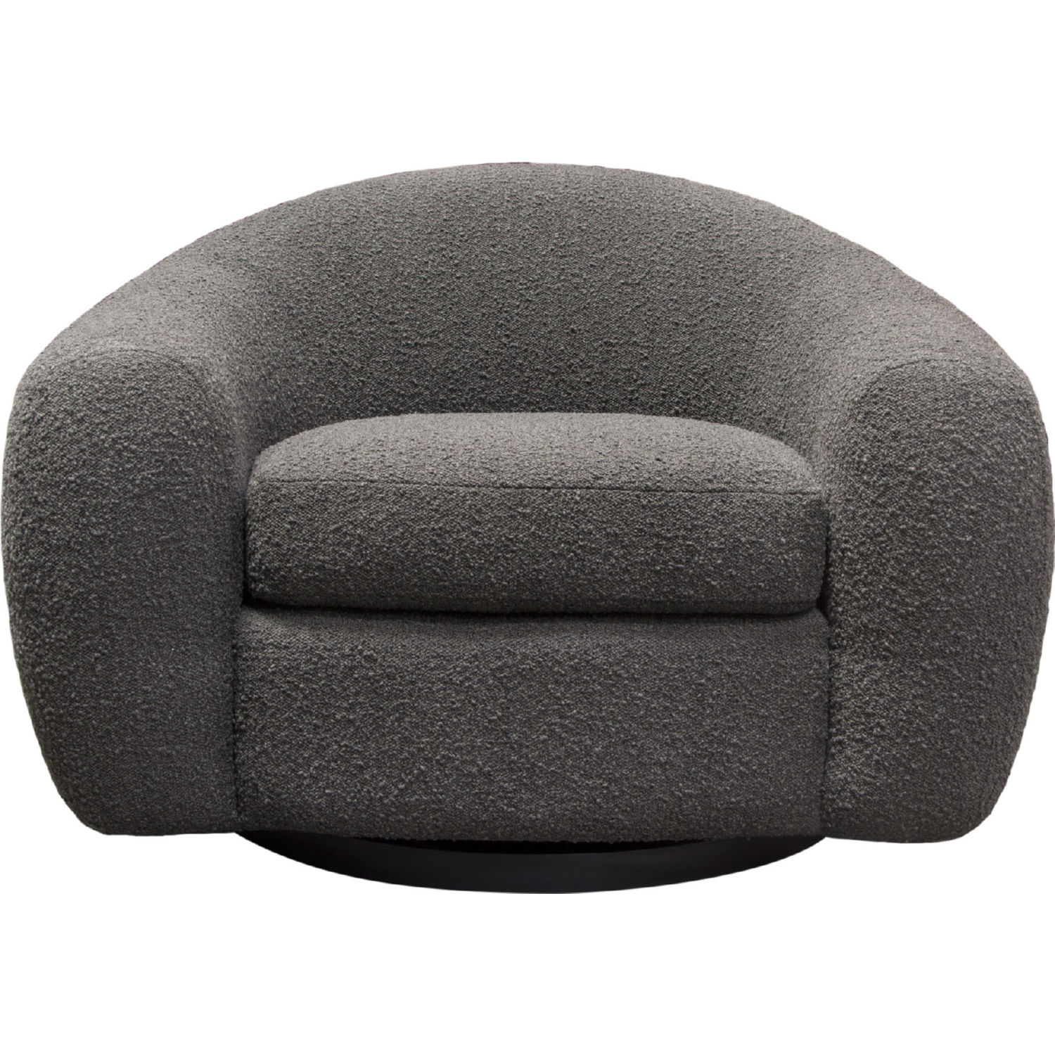 Diamond Sofa™ Pascal Boucle Textured Fabric Swivel Chair with Contoured Arms & Back - Charcoal