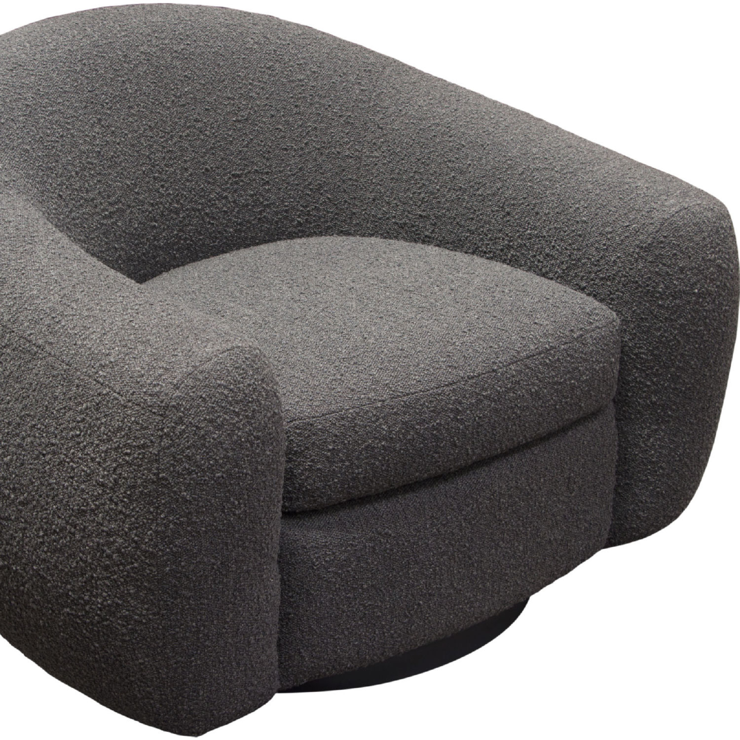 Diamond Sofa™ Pascal Boucle Textured Fabric Swivel Chair with Contoured Arms & Back - Charcoal