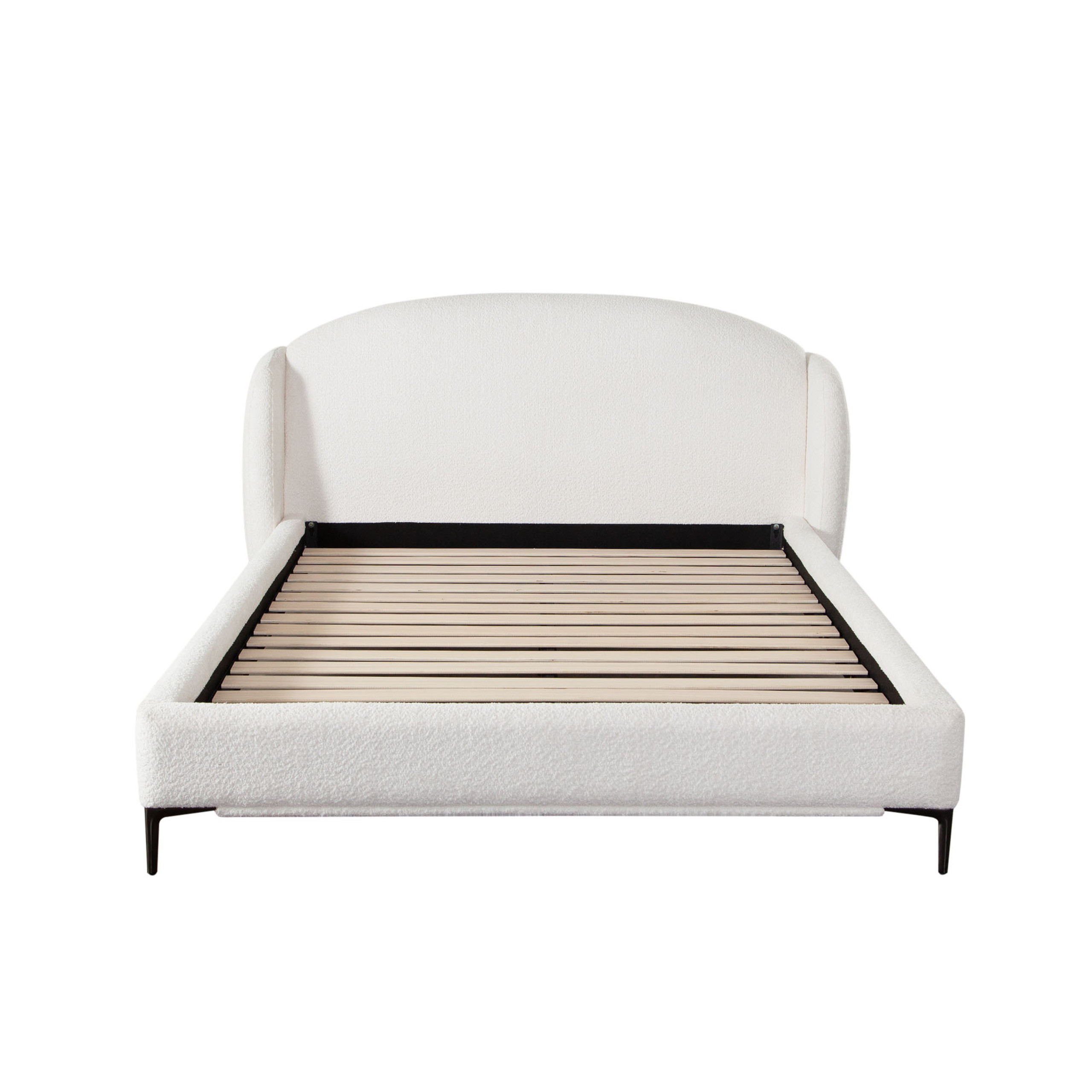 Diamond Sofa - Path Fabric Low Profile Bed with Contoured Headboard and Black Metal Leg