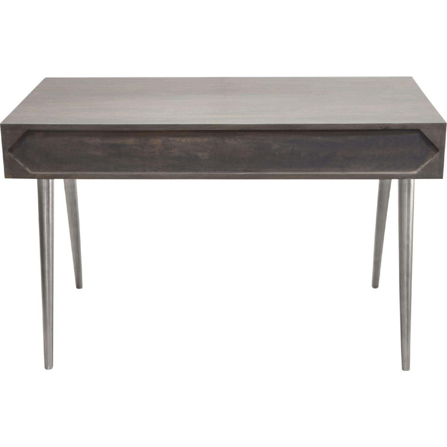 Diamond Sofa Petra Solid Mango Wood 2-Drawer Writing Desk with Nickel Legs - Smoke Gray Finish