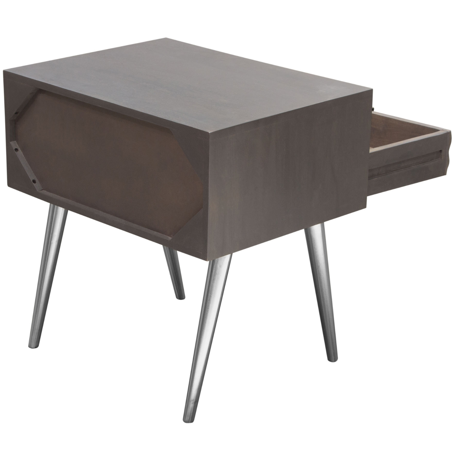 Diamond Sofa - Petra Solid Mango Wood 1-Drawer Accent Table with Nickel Legs in Smoke Gray Finish