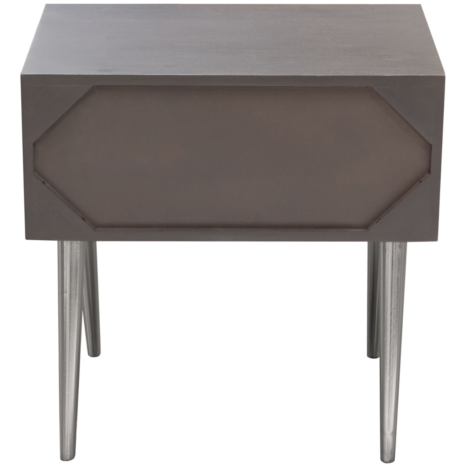 Diamond Sofa - Petra Solid Mango Wood 1-Drawer Accent Table with Nickel Legs in Smoke Gray Finish