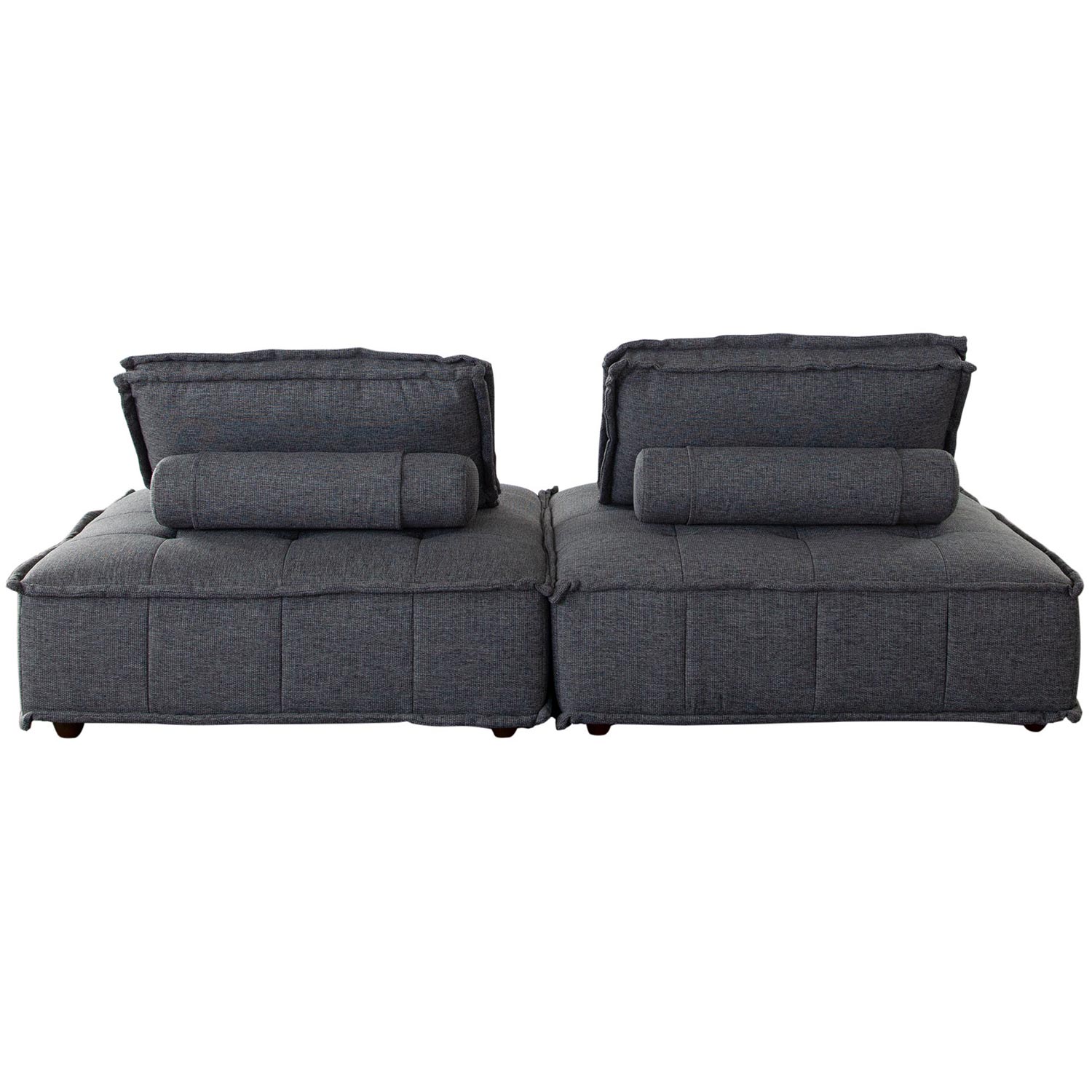 Diamond Sofa Platform 2-Piece Square Fabric Modular Lounger with Bolstered Non-Skid Backrest - Gray