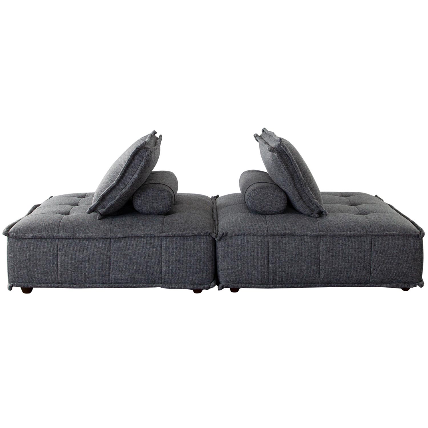 Diamond Sofa Platform 2-Piece Square Fabric Modular Lounger with Bolstered Non-Skid Backrest - Gray