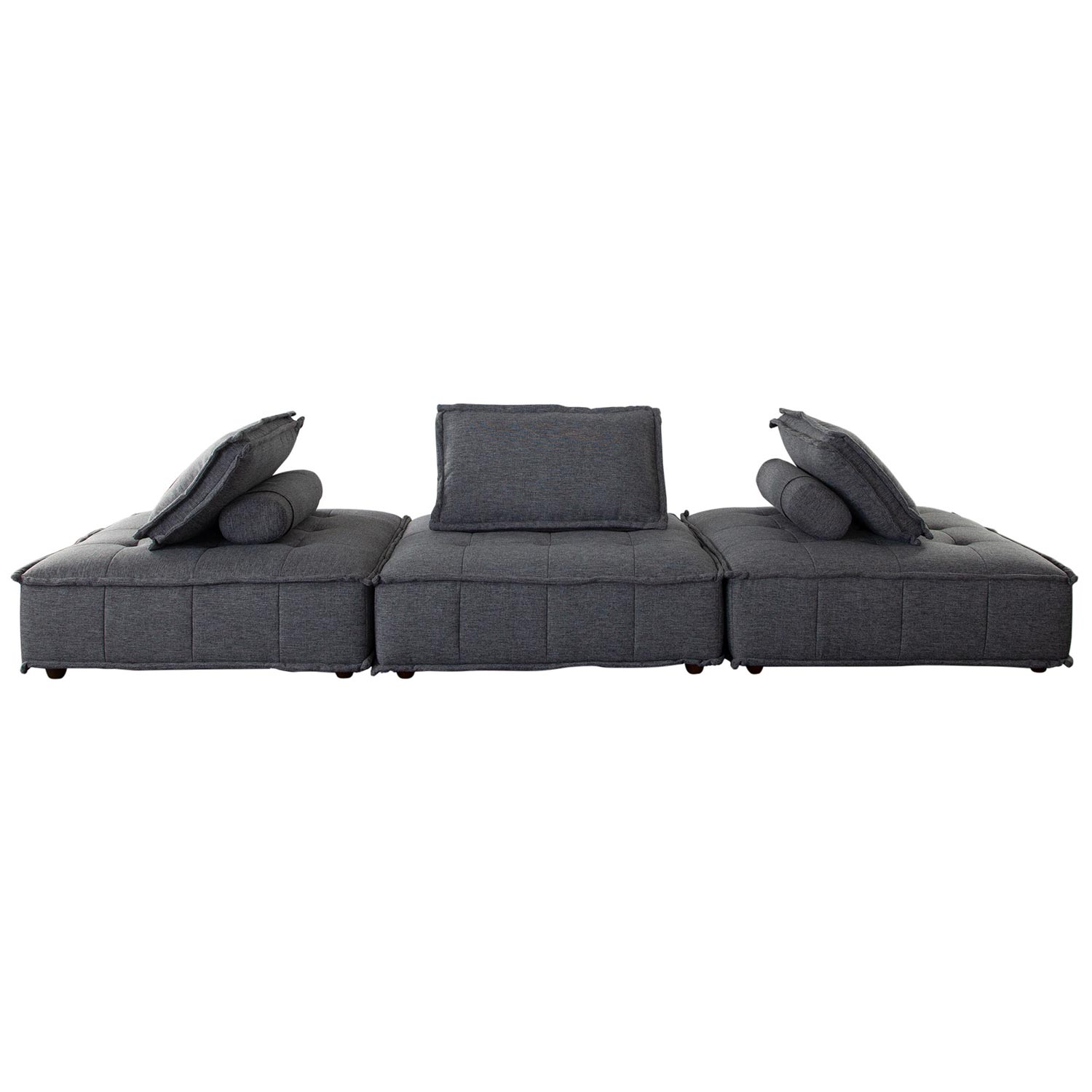 Diamond Sofa Platform 3-Piece Square Fabric Modular Lounger with Bolstered Non-Skid Backrest - Gray