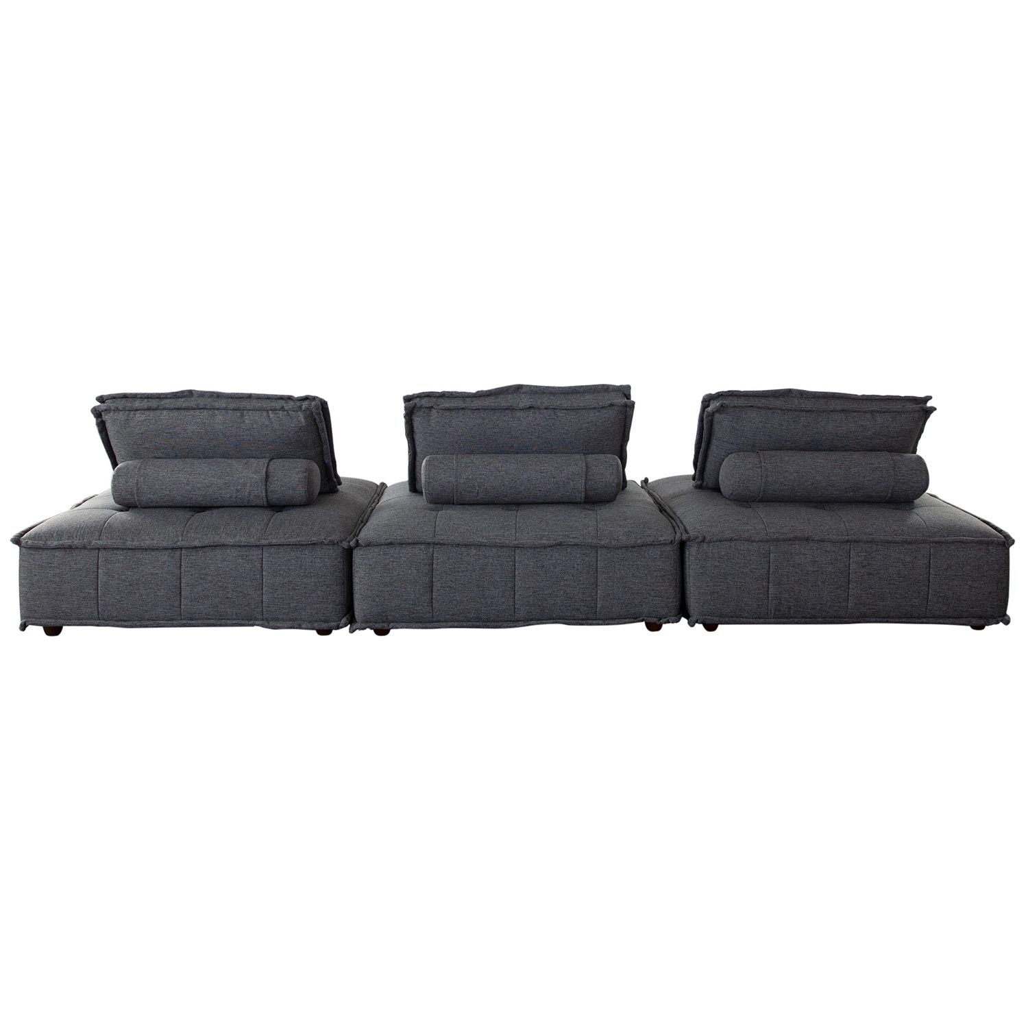 Diamond Sofa Platform 3-Piece Square Fabric Modular Lounger with Bolstered Non-Skid Backrest - Gray