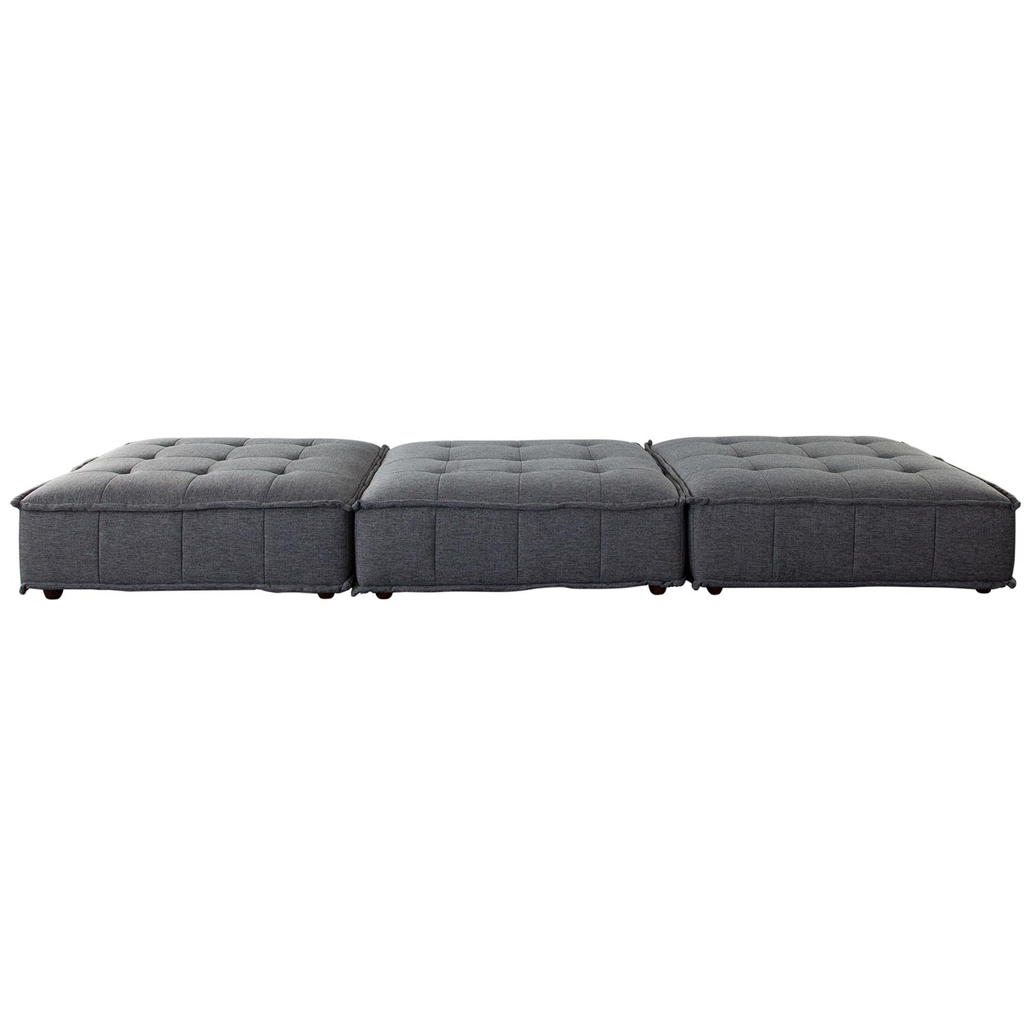 Diamond Sofa Platform 3-Piece Square Fabric Modular Lounger with Bolstered Non-Skid Backrest - Gray