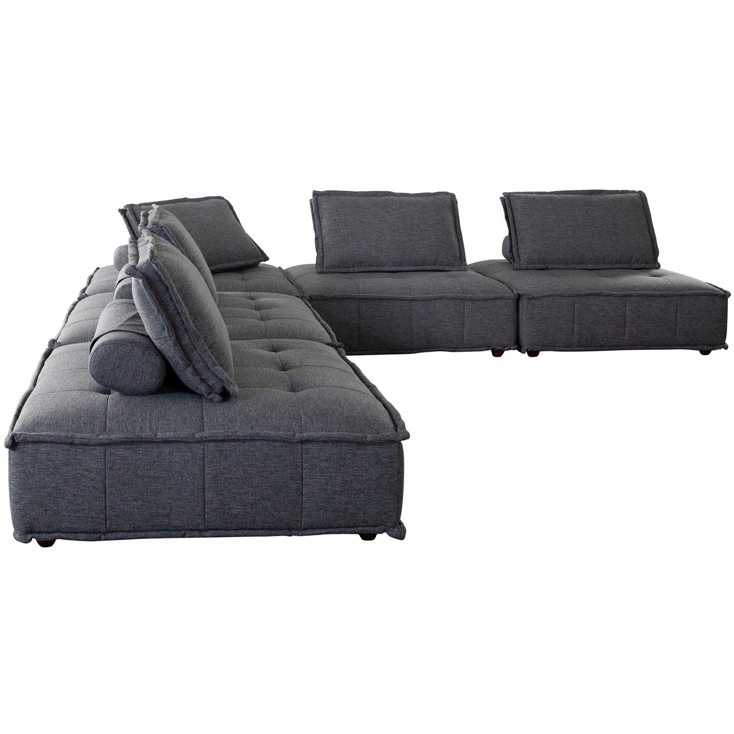 Diamond Sofa - Platform Square Fabric Modular Lounger with Bolstered Non-Skid Backrest