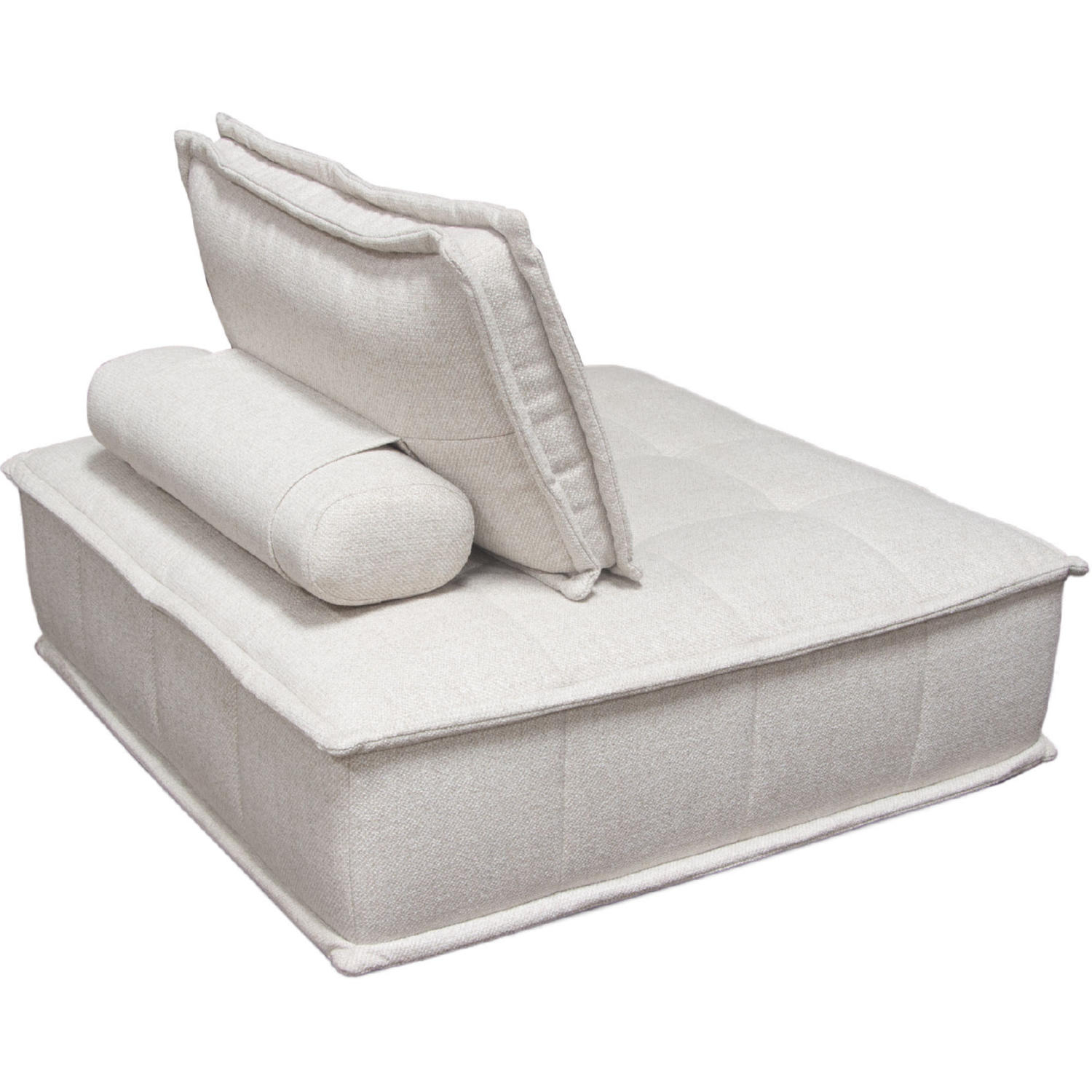 Diamond Sofa™ Platform Square Fabric Modular Lounger with Bolstered Non-Skid Backrest - Light Sand