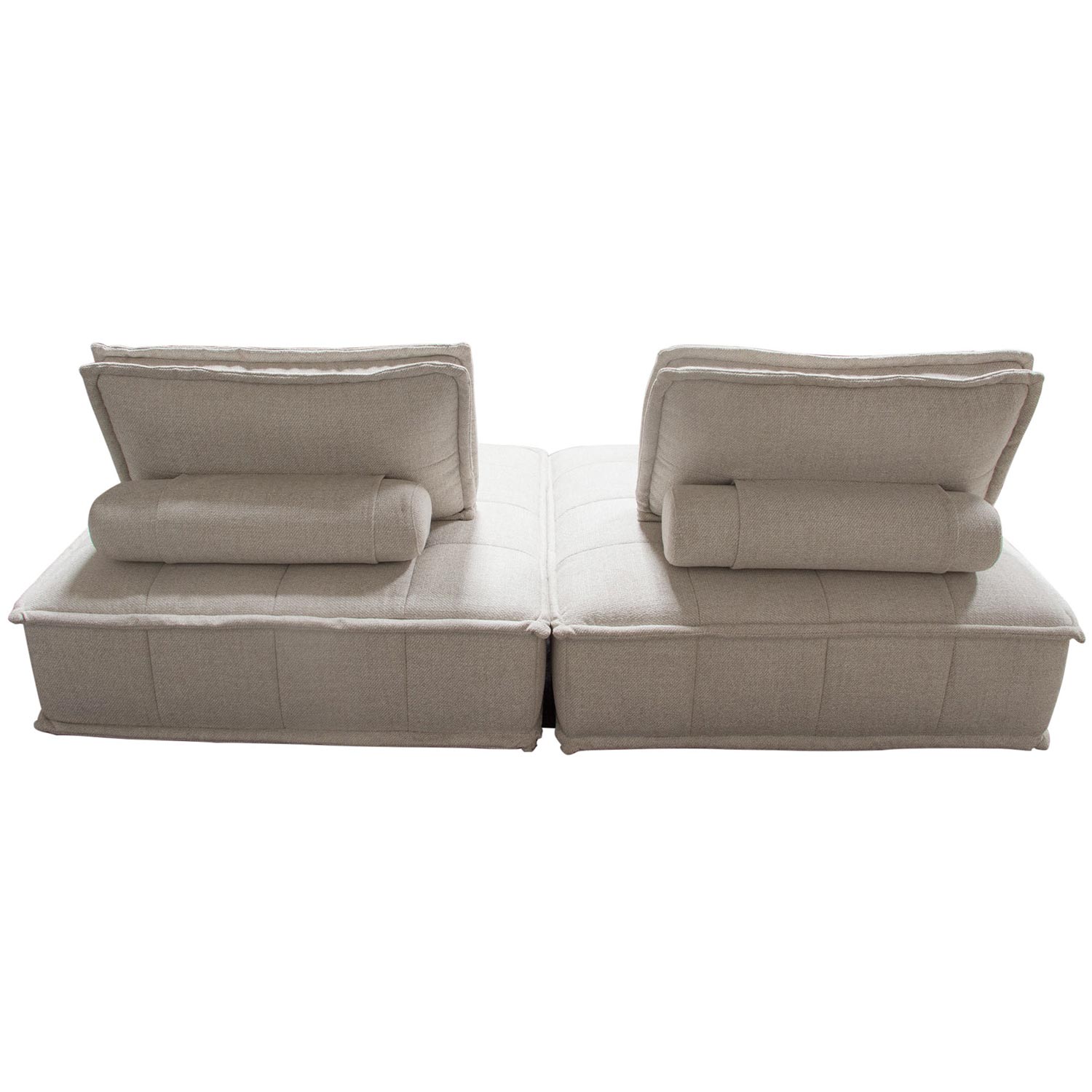 Diamond Sofa Platform 2-Piece Square Fabric Modular Lounger with Bolstered Non-Skid Backrest - Light Sand