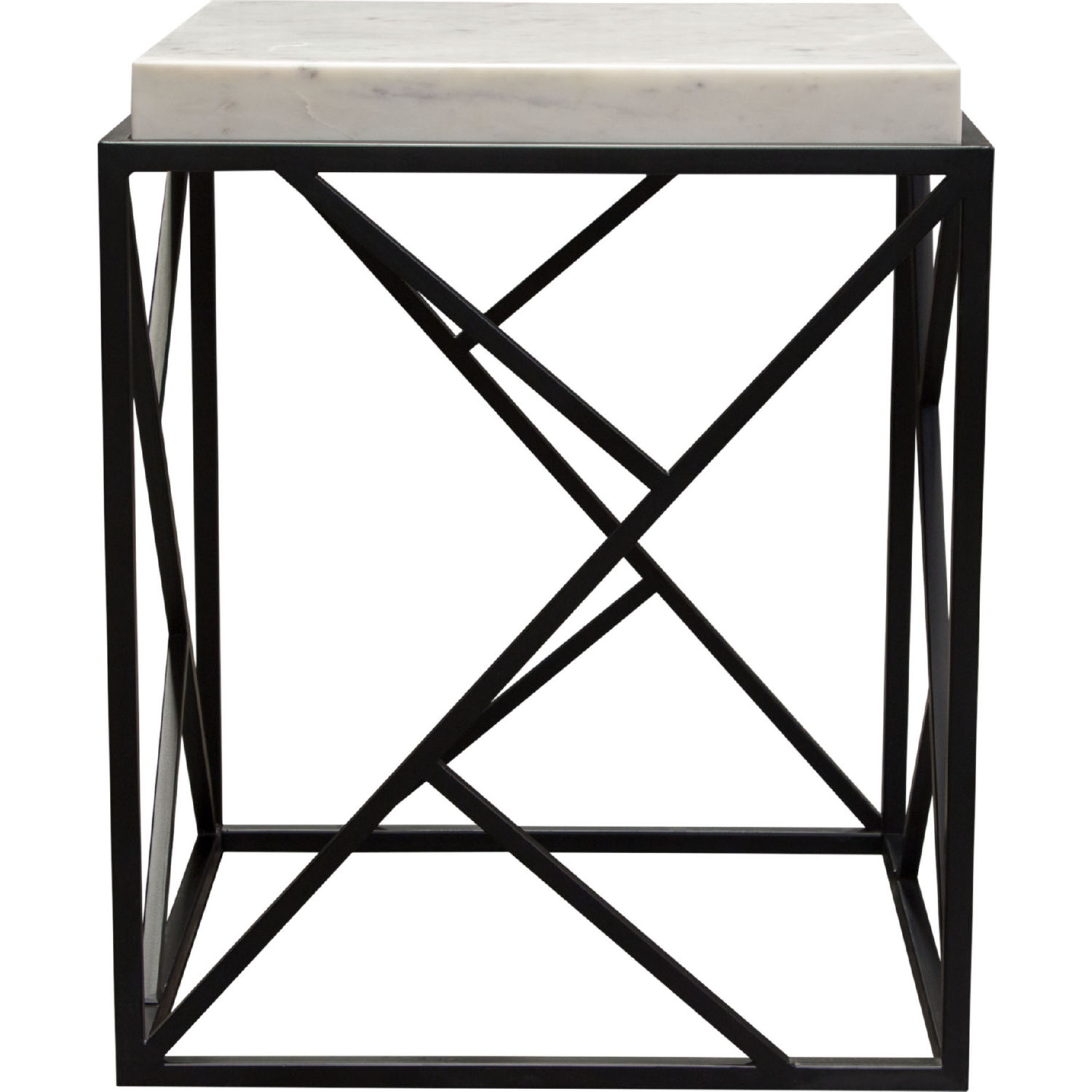 Diamond Sofa - Plymouth Square Accent Table with Genuine Gray Marble Top & Black Metal Base