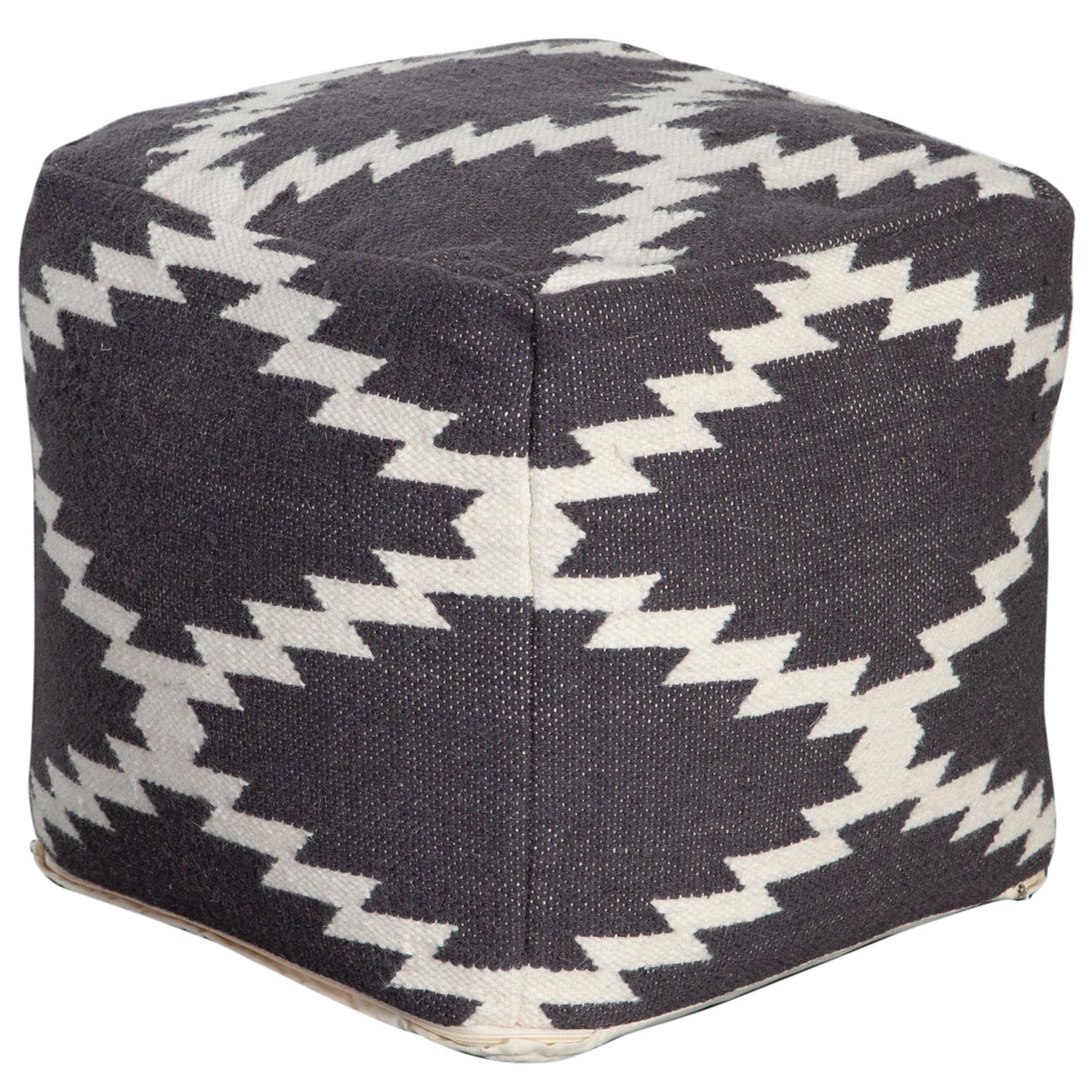 Diamond Sofa - Square Pattern Wool Pouf in White/Gray