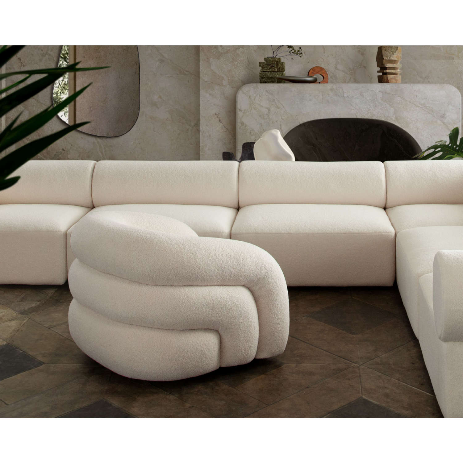 Diamond Sofa™ Quantum Sherpa Swivel Accent Chair - Ivory