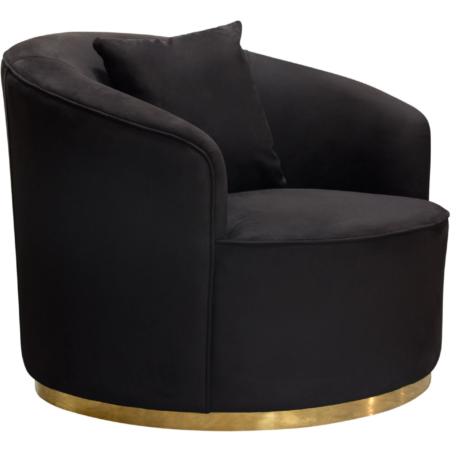 Diamond Sofa Raven Suede Velvet Chair with Brushed Gold Accent Trim - Black