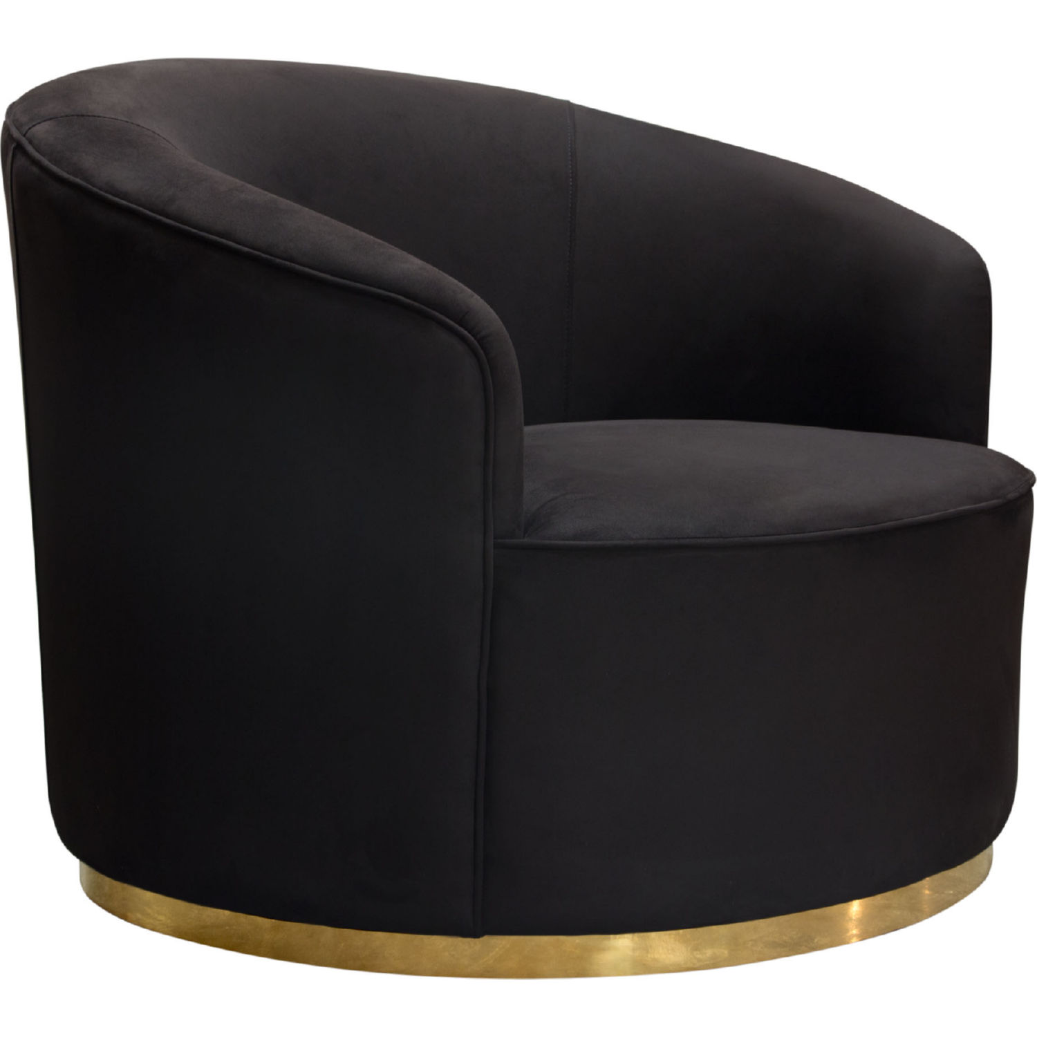 Diamond Sofa Raven Suede Velvet Chair with Brushed Gold Accent Trim - Black