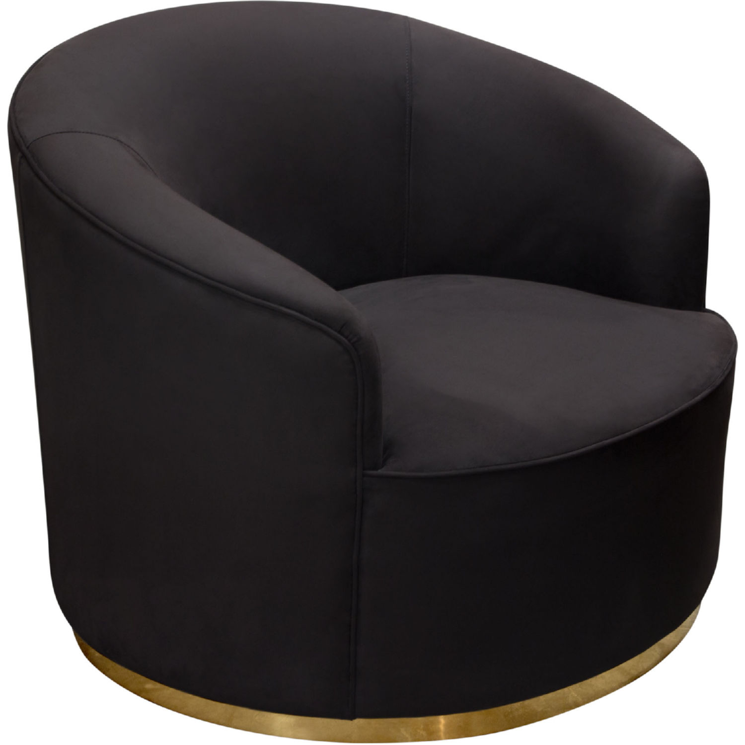 Diamond Sofa Raven Suede Velvet Chair with Brushed Gold Accent Trim - Black