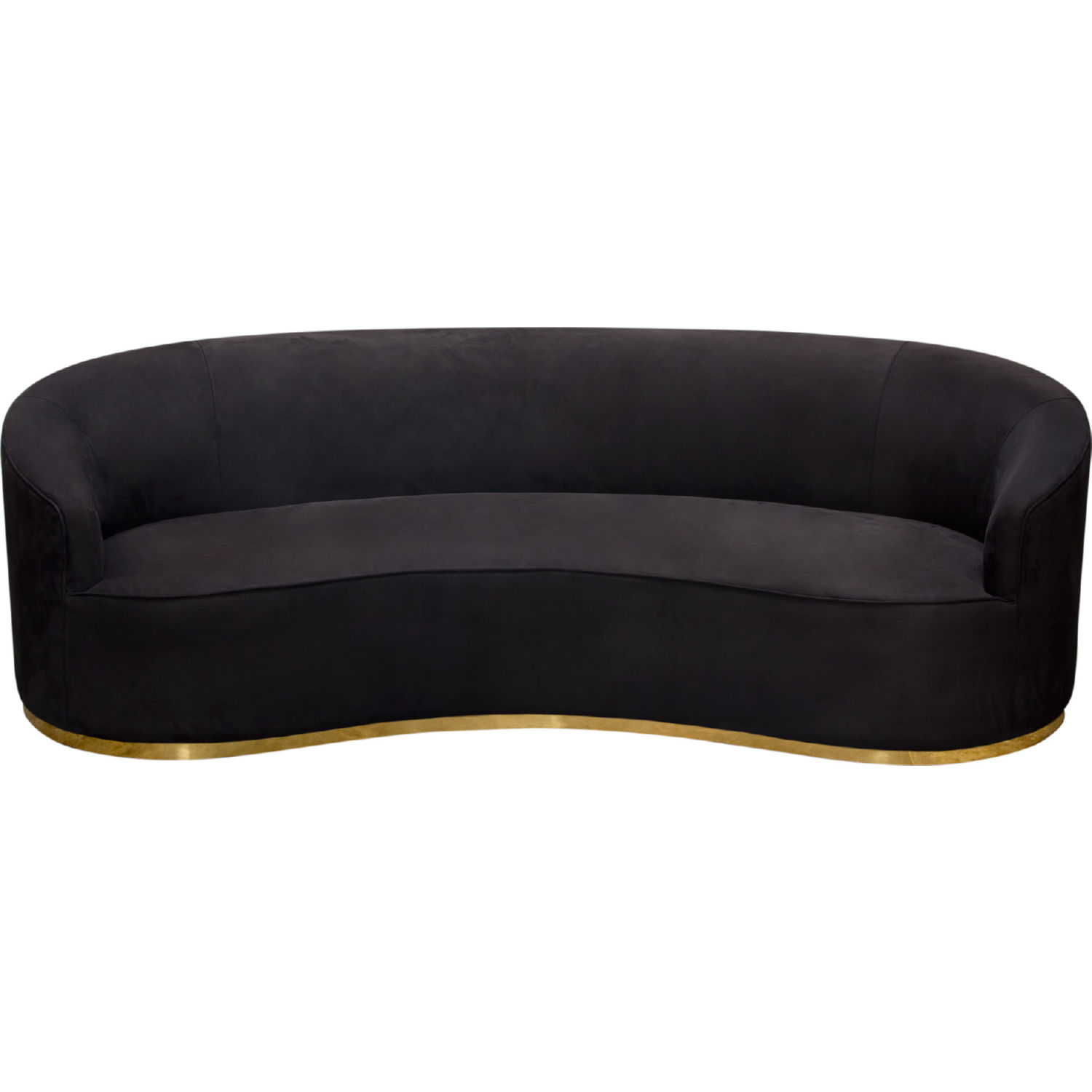 Diamond Sofa Raven Suede Velvet Sofa with Brushed Gold Accent Trim - Black