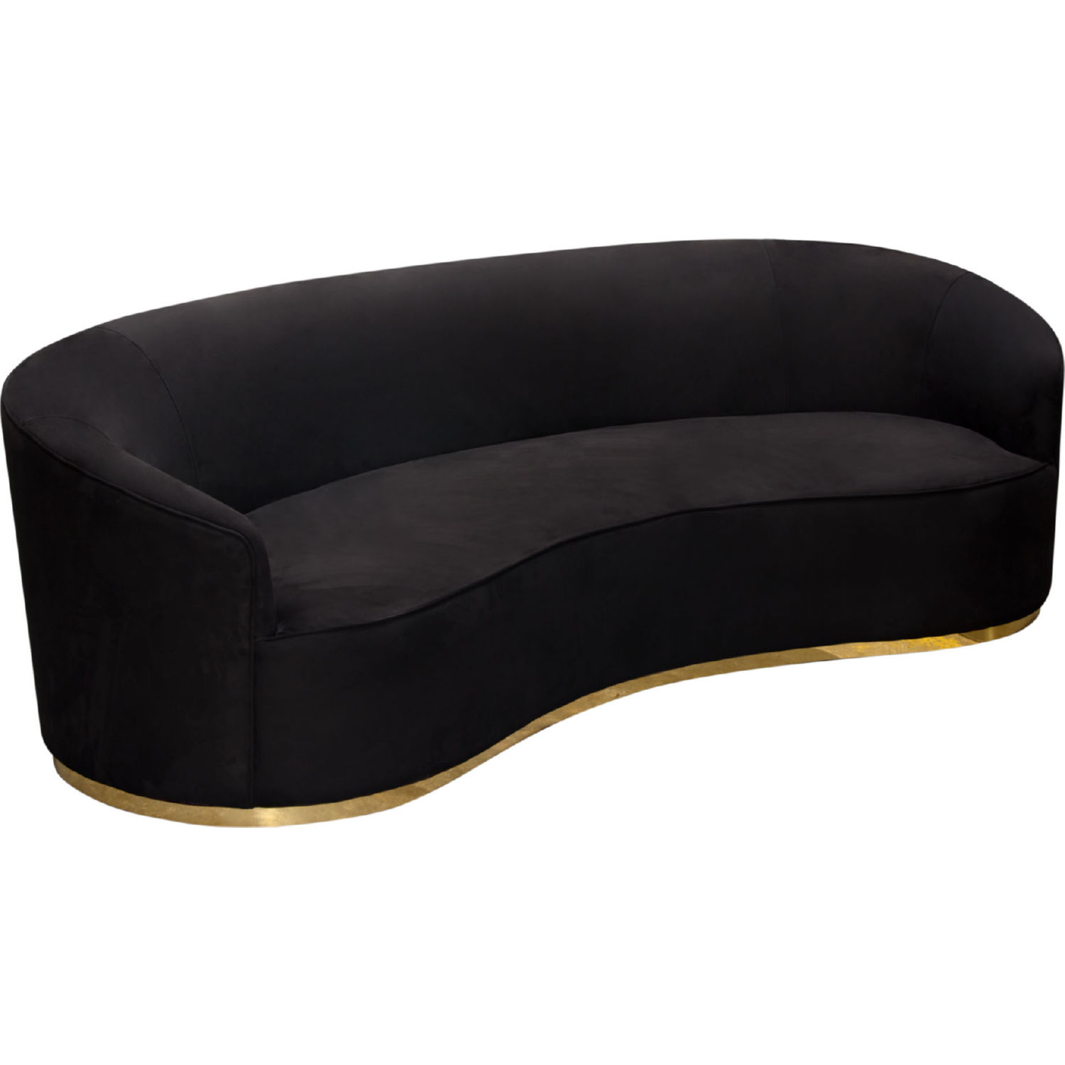 Diamond Sofa Raven Suede Velvet Sofa with Brushed Gold Accent Trim - Black