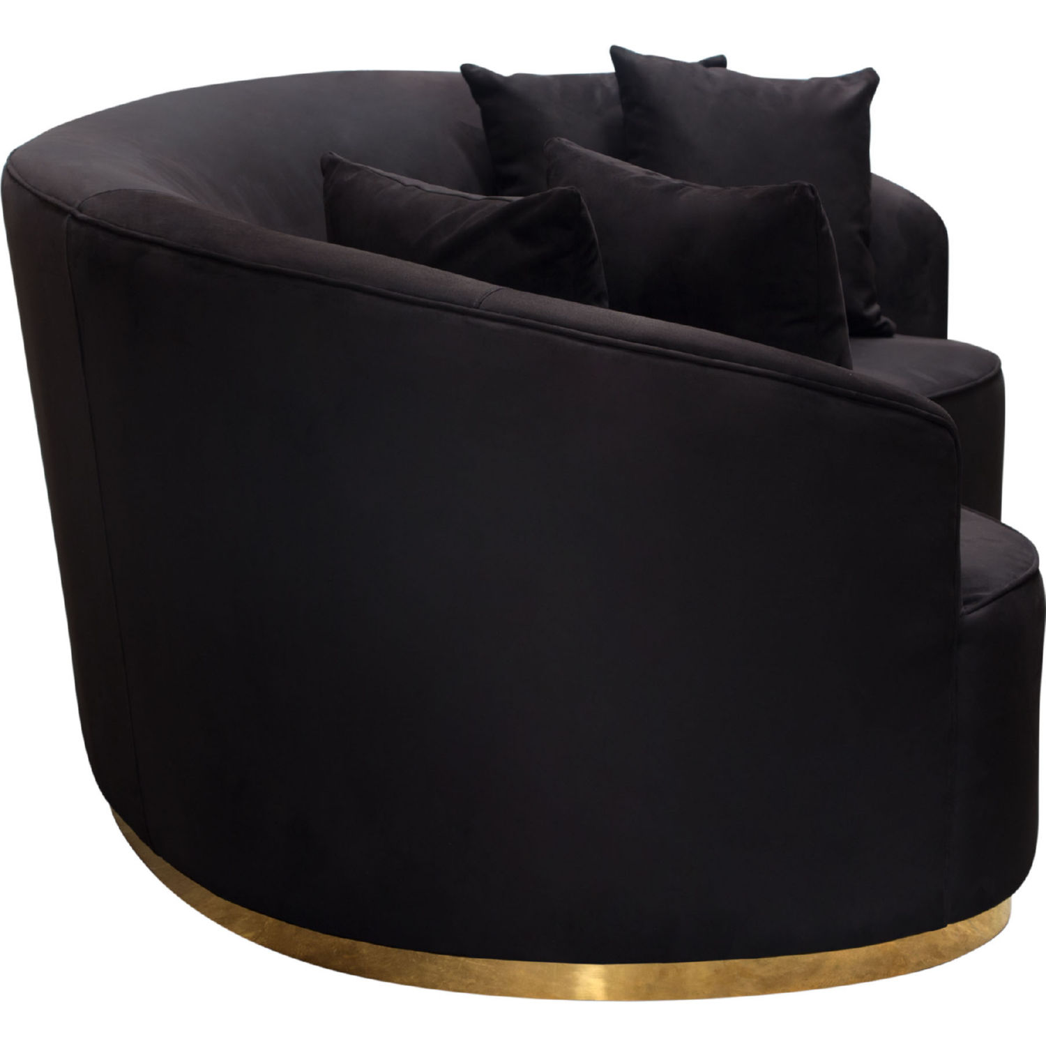 Diamond Sofa Raven Suede Velvet Sofa with Brushed Gold Accent Trim - Black