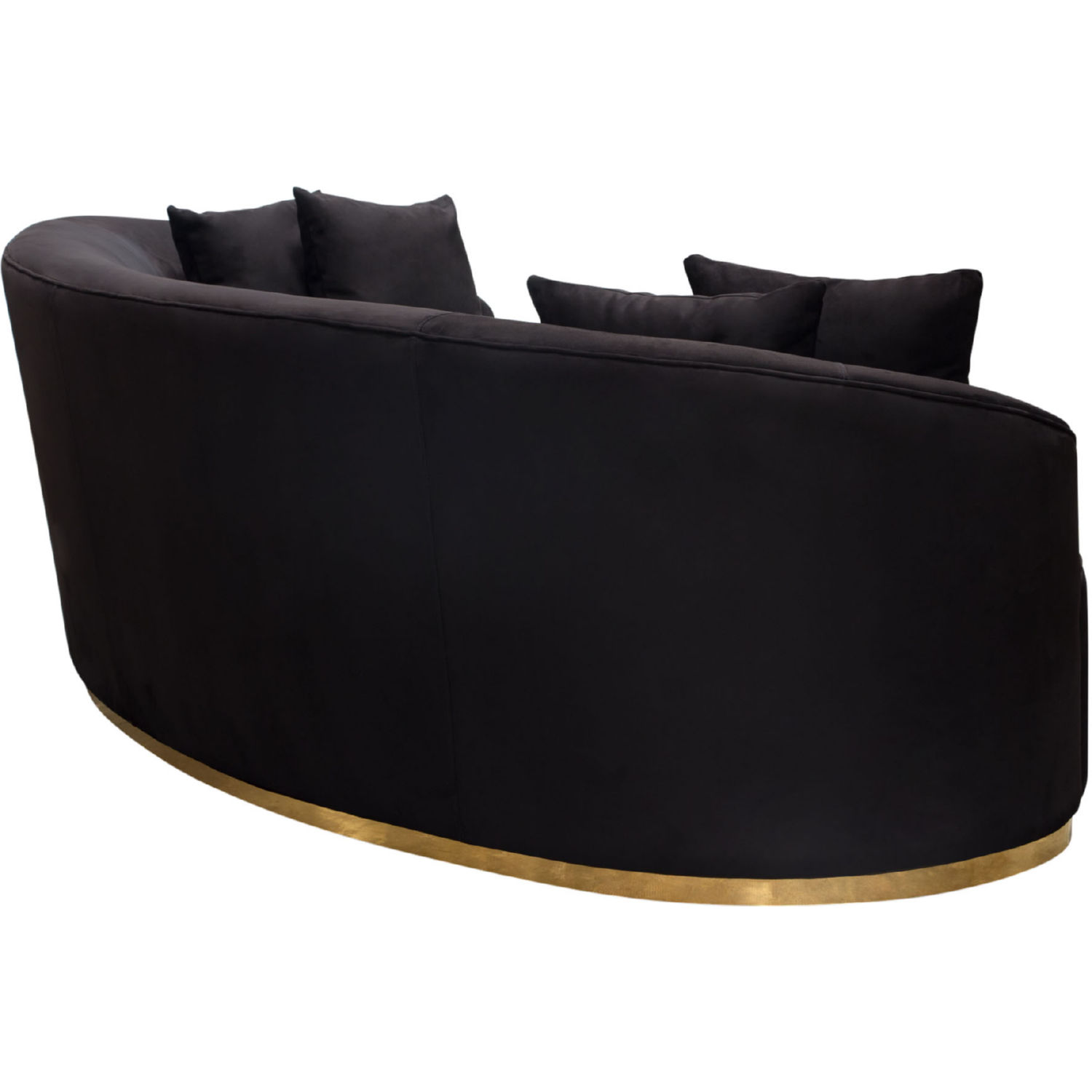 Diamond Sofa Raven Suede Velvet Sofa with Brushed Gold Accent Trim - Black