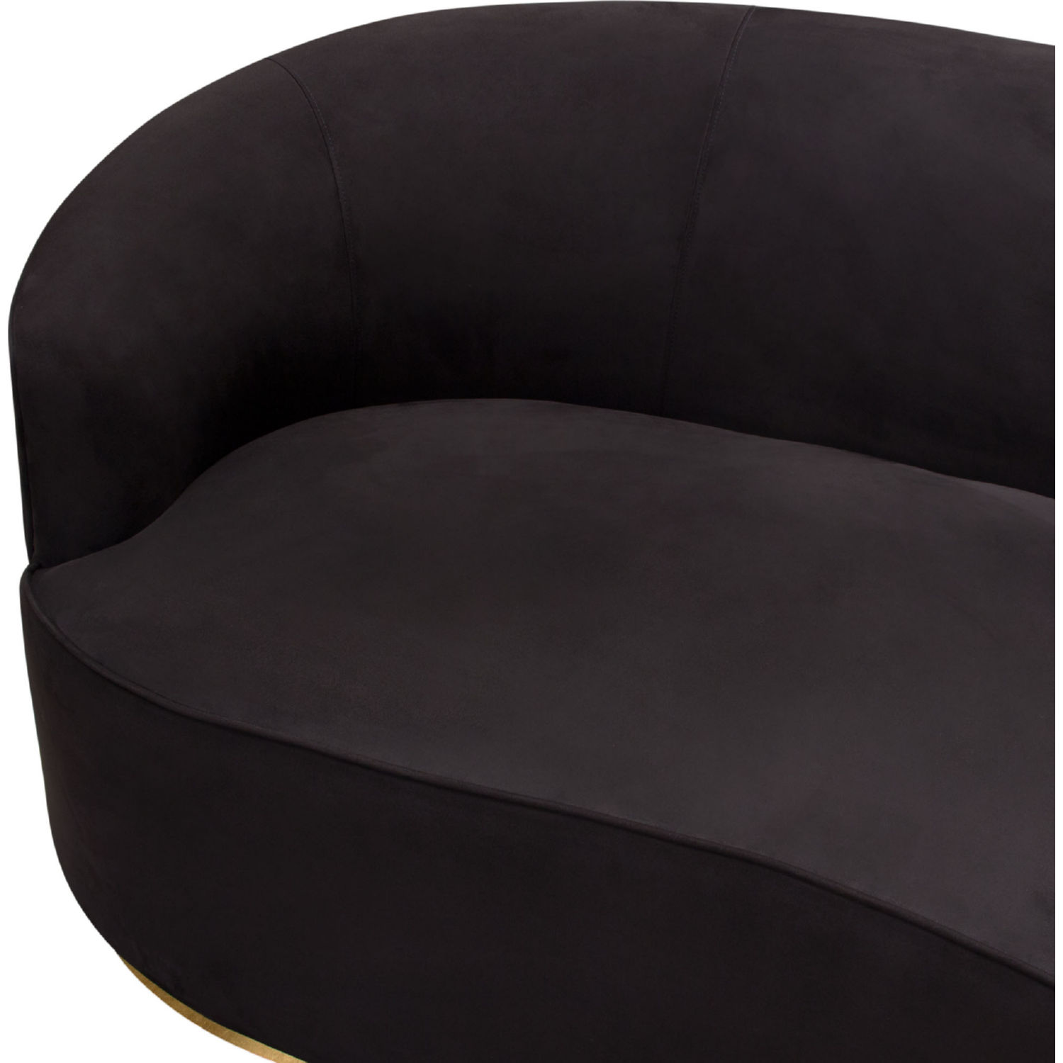 Diamond Sofa Raven Suede Velvet Sofa with Brushed Gold Accent Trim - Black