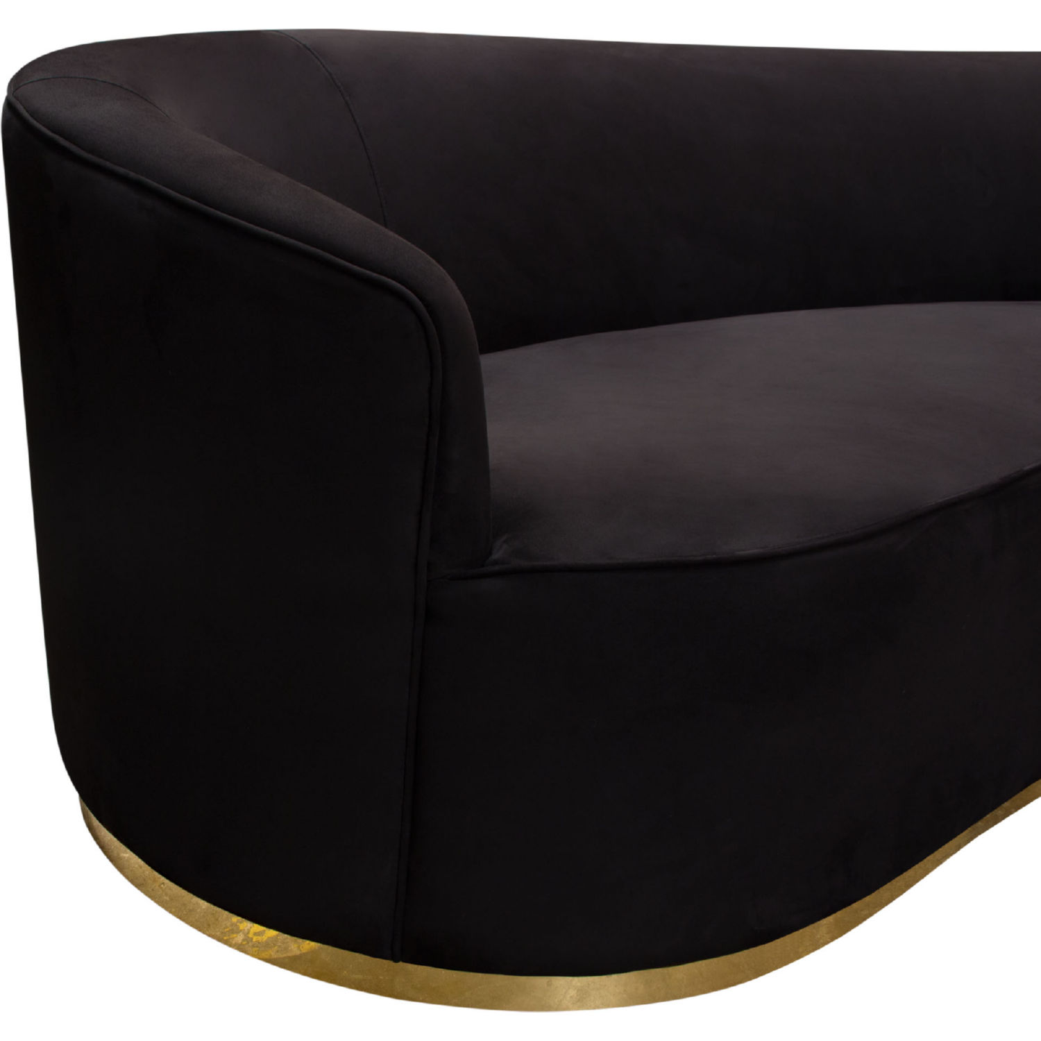 Diamond Sofa Raven Suede Velvet Sofa with Brushed Gold Accent Trim - Black