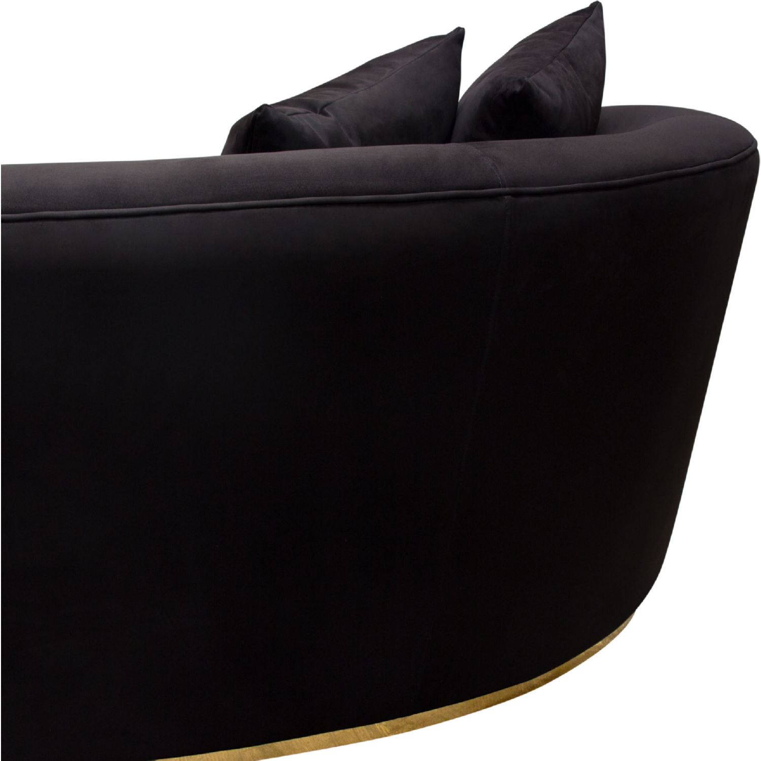 Diamond Sofa Raven Suede Velvet Sofa with Brushed Gold Accent Trim - Black