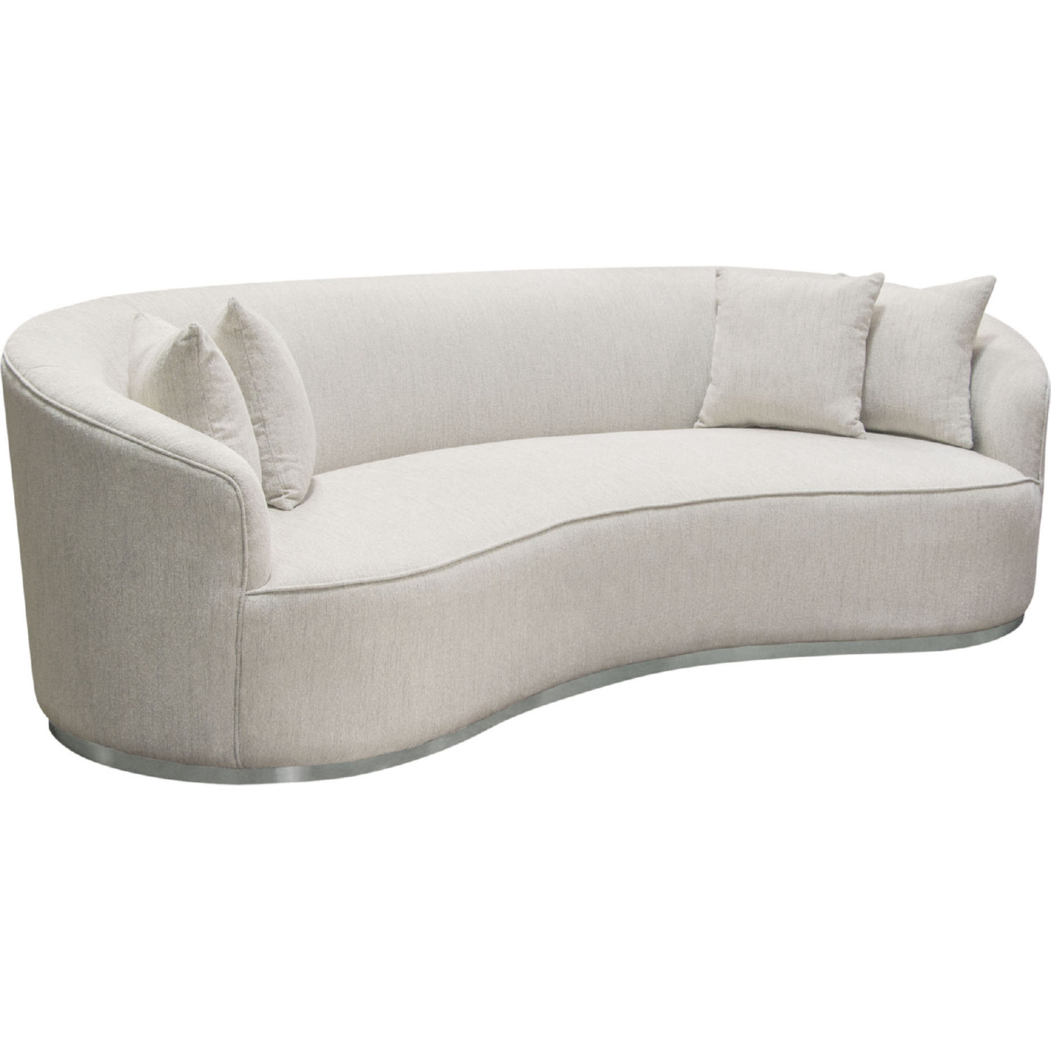 Diamond Sofa Raven Fabric Sofa with Brushed Silver Accent Trim - Light Cream