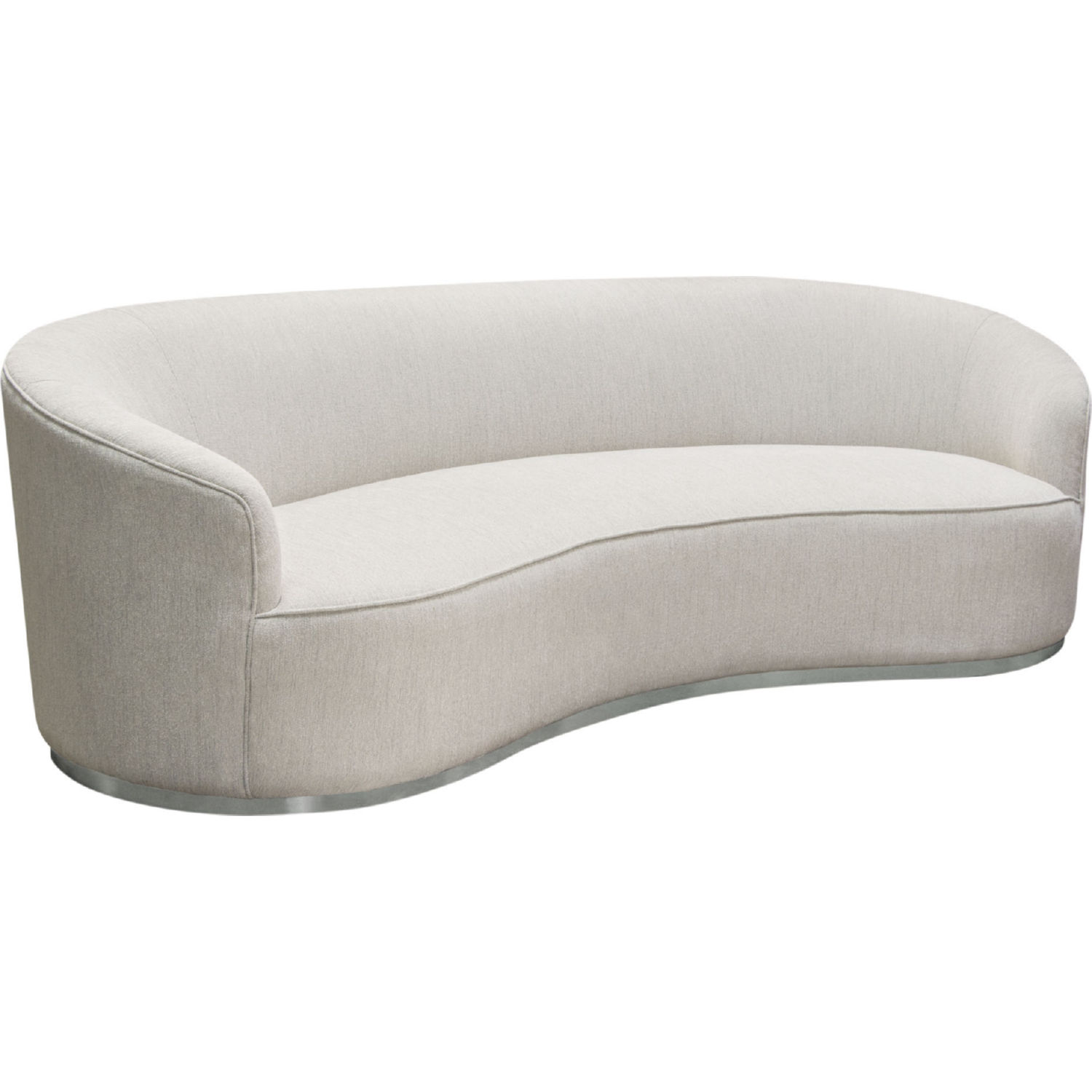 Diamond Sofa Raven Fabric Sofa with Brushed Silver Accent Trim - Light Cream