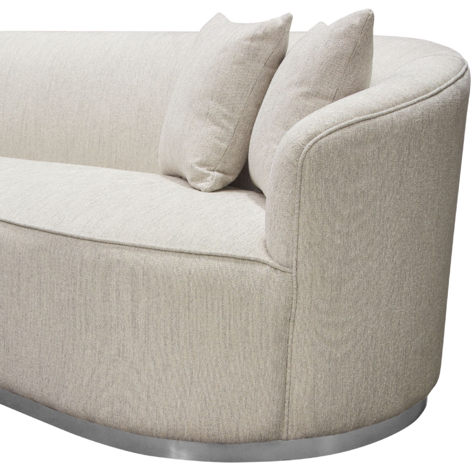 Diamond Sofa Raven Fabric Sofa with Brushed Silver Accent Trim - Light Cream