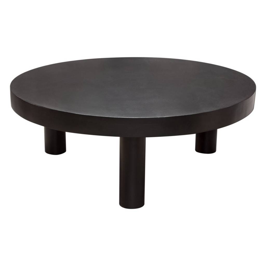 Diamond Sofa - Rune 42" Round Cocktail Table with Solid Acacia Wood Top & Iron Leg Base in Black Finish