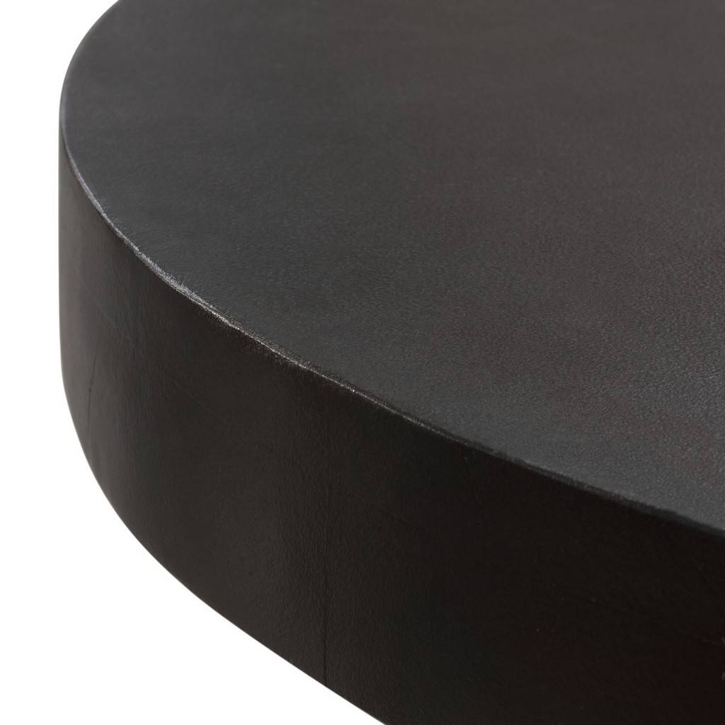 Diamond Sofa - Rune 42" Round Cocktail Table with Solid Acacia Wood Top & Iron Leg Base in Black Finish