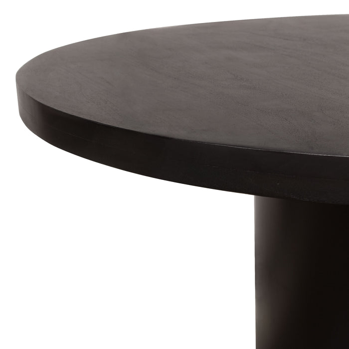 Diamond Sofa - Rune 54" Round Dining Table with Solid Acacia Wood Top & Iron Pedestal Base in Black Finish