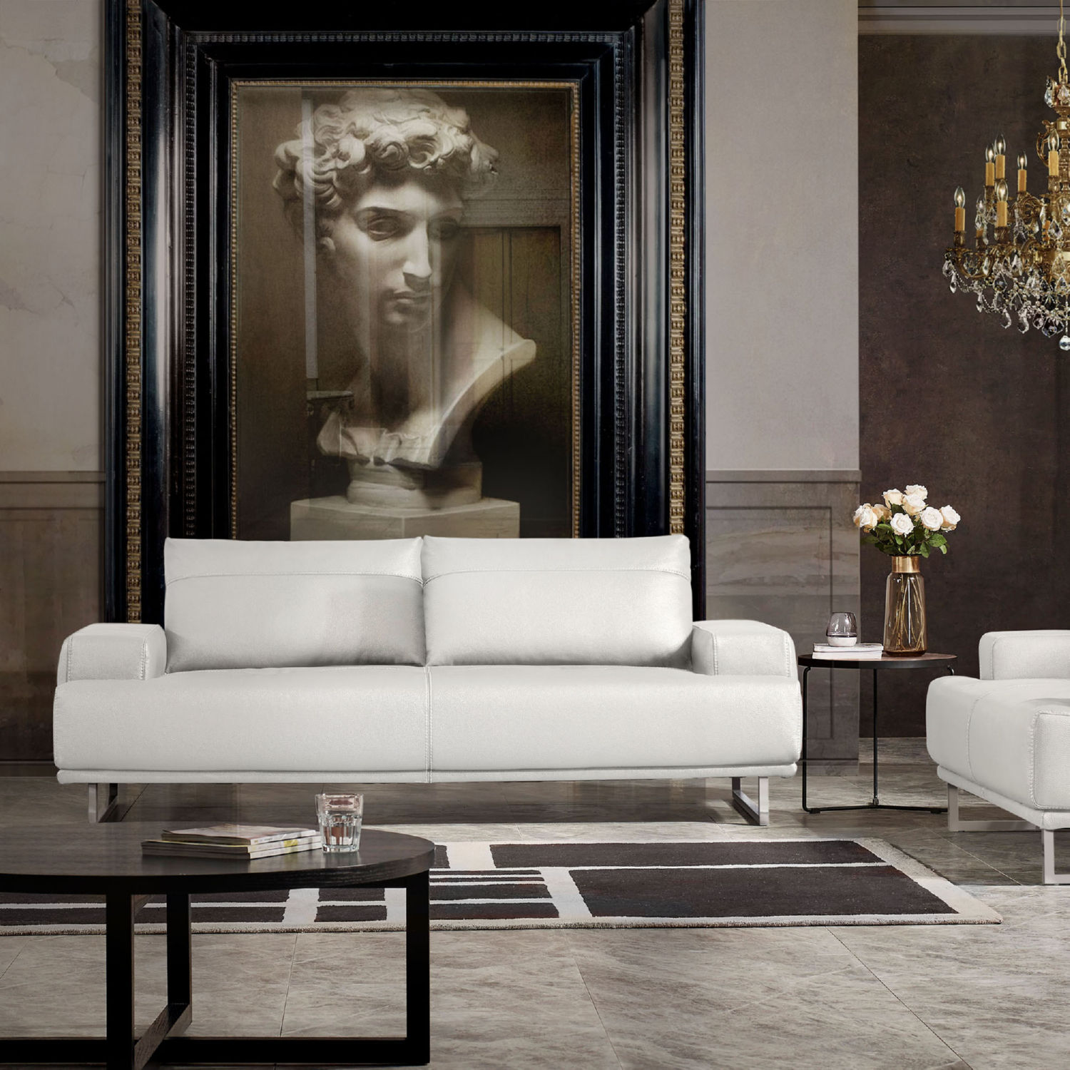 Diamond Sofa - Russo Air Leather Sofa with Adjustable Seat Backs in White